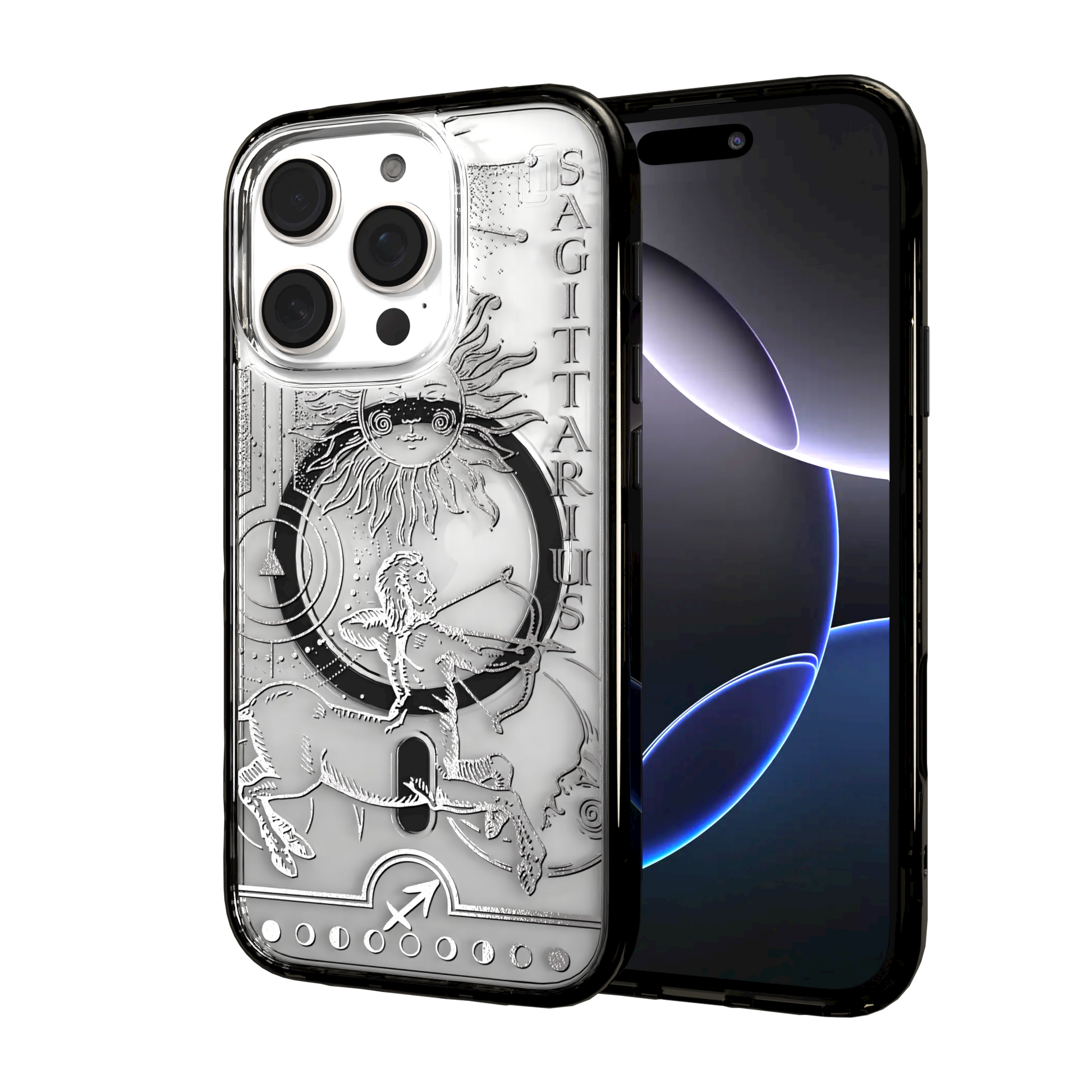 iPhone 16 Series | MagSafe | Zodiac Collection | Sagitarius Sagittarius Silver / iPhone 16 Pro / Black