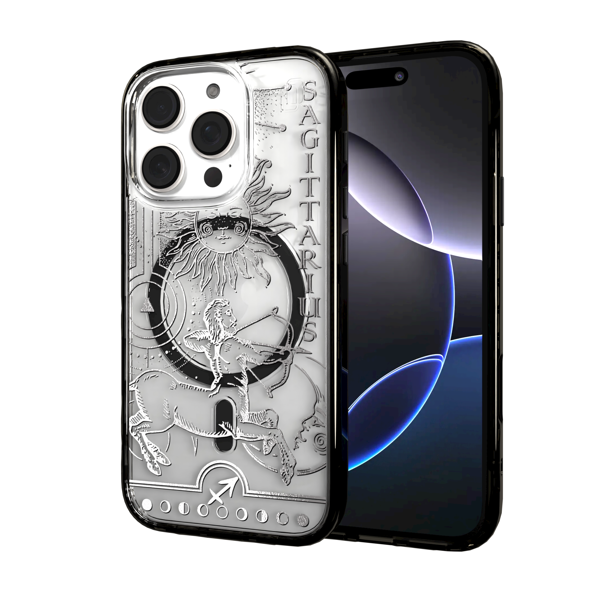 iPhone 16 Series | MagSafe | Zodiac Collection | Sagitarius Sagittarius Silver / iPhone 16 Pro / Black