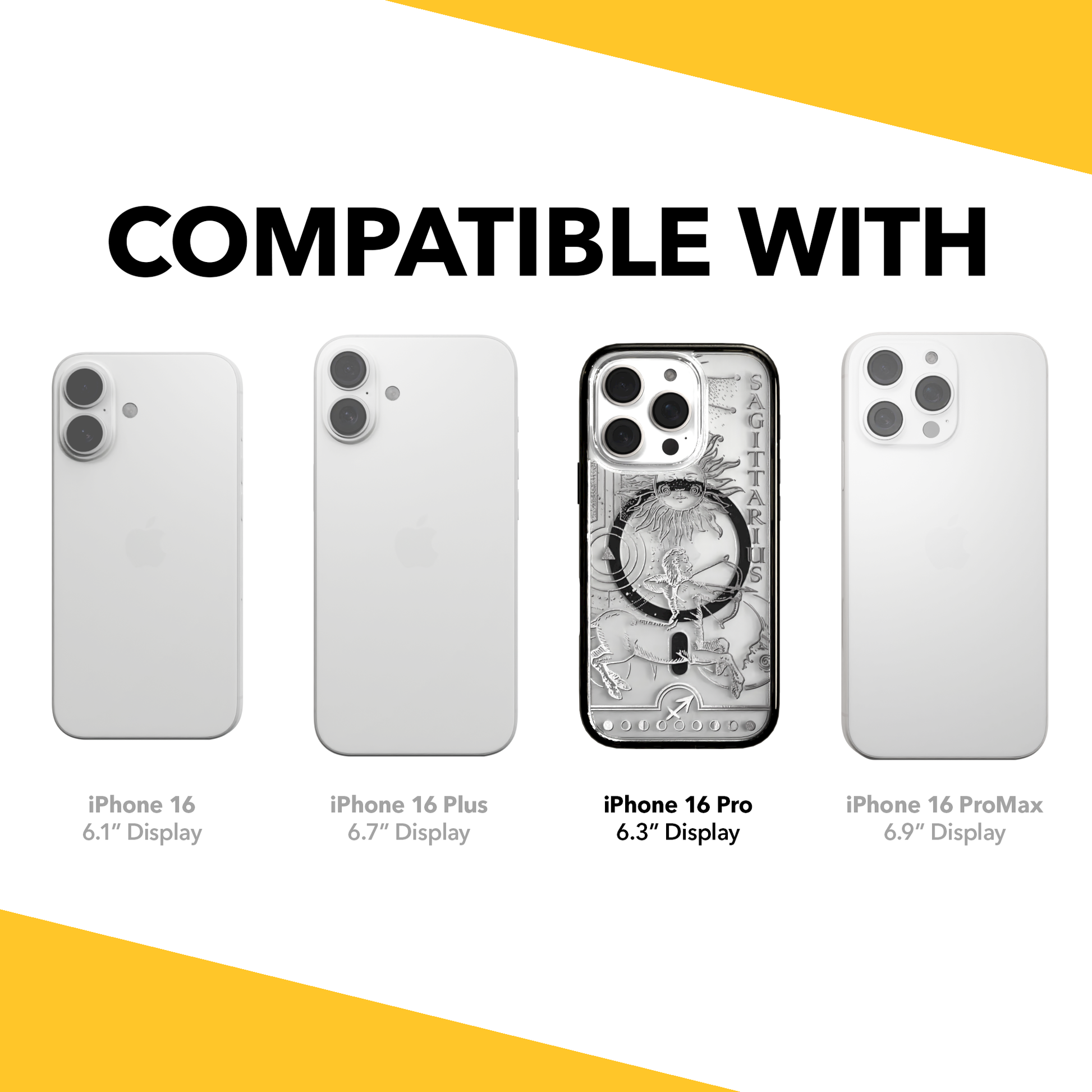iPhone 16 Series | MagSafe | Zodiac Collection | Sagitarius Sagittarius Silver / iPhone 16 Pro / Black