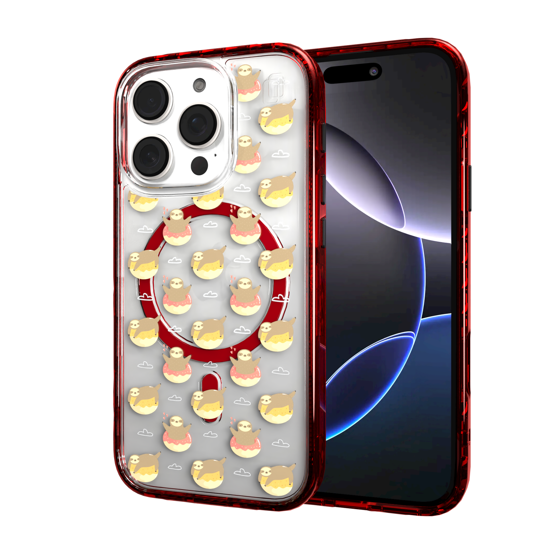 iPhone 16 Series | MagSafe | Sloth Case Collection | Dreamy Sloth Dreamy Sloth / iPhone 16 Pro / Red