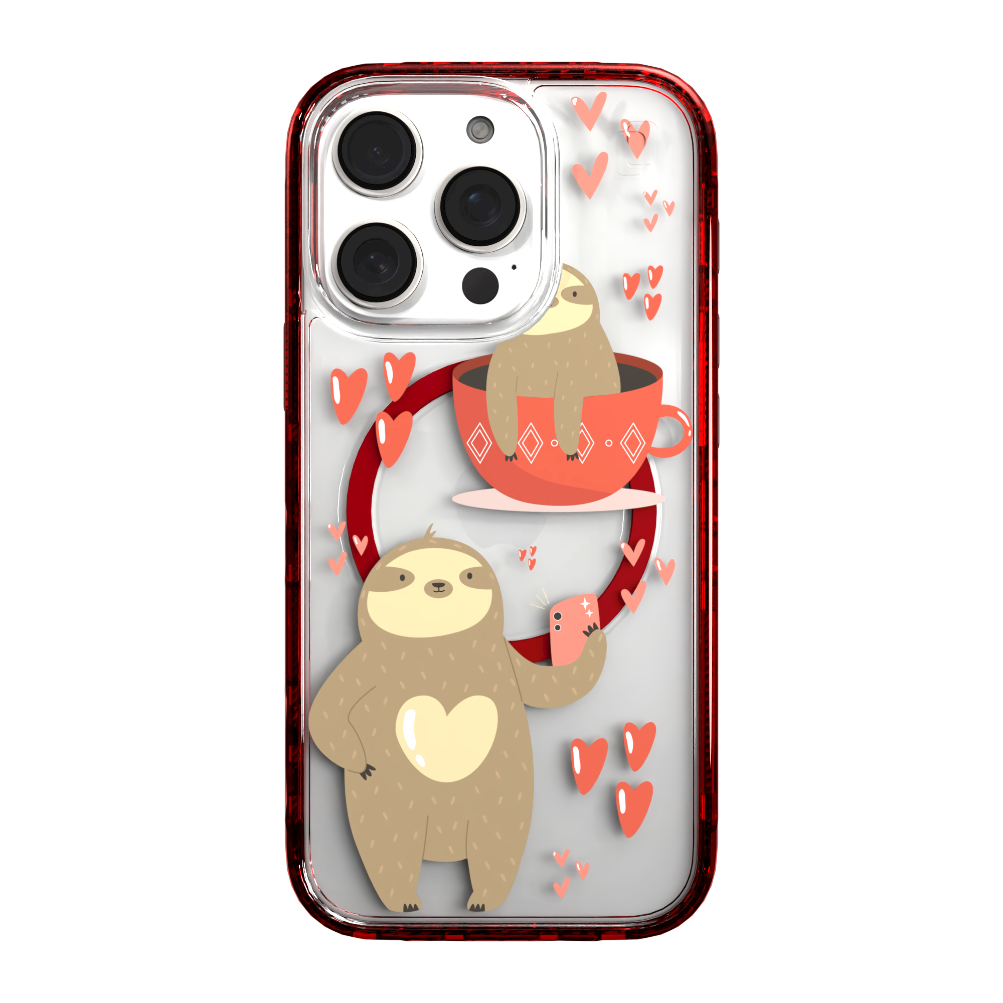 iPhone 16 Series | MagSafe | Sloth Case Collection | Sloths In Love Sloth Haven / iPhone 16 Pro / Red