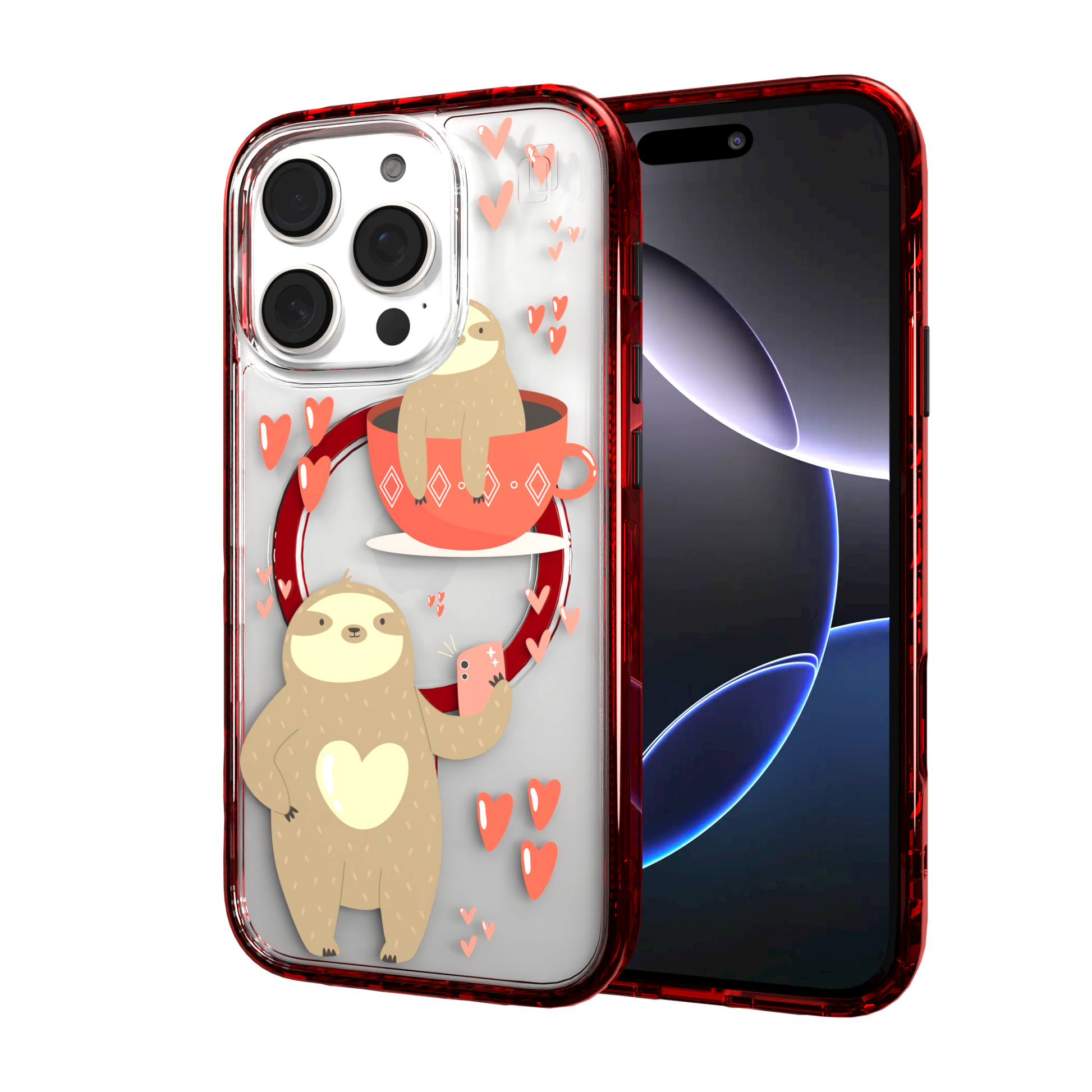 iPhone 16 Series | MagSafe | Sloth Case Collection | Sloths In Love Sloth Haven / iPhone 16 Pro / Red