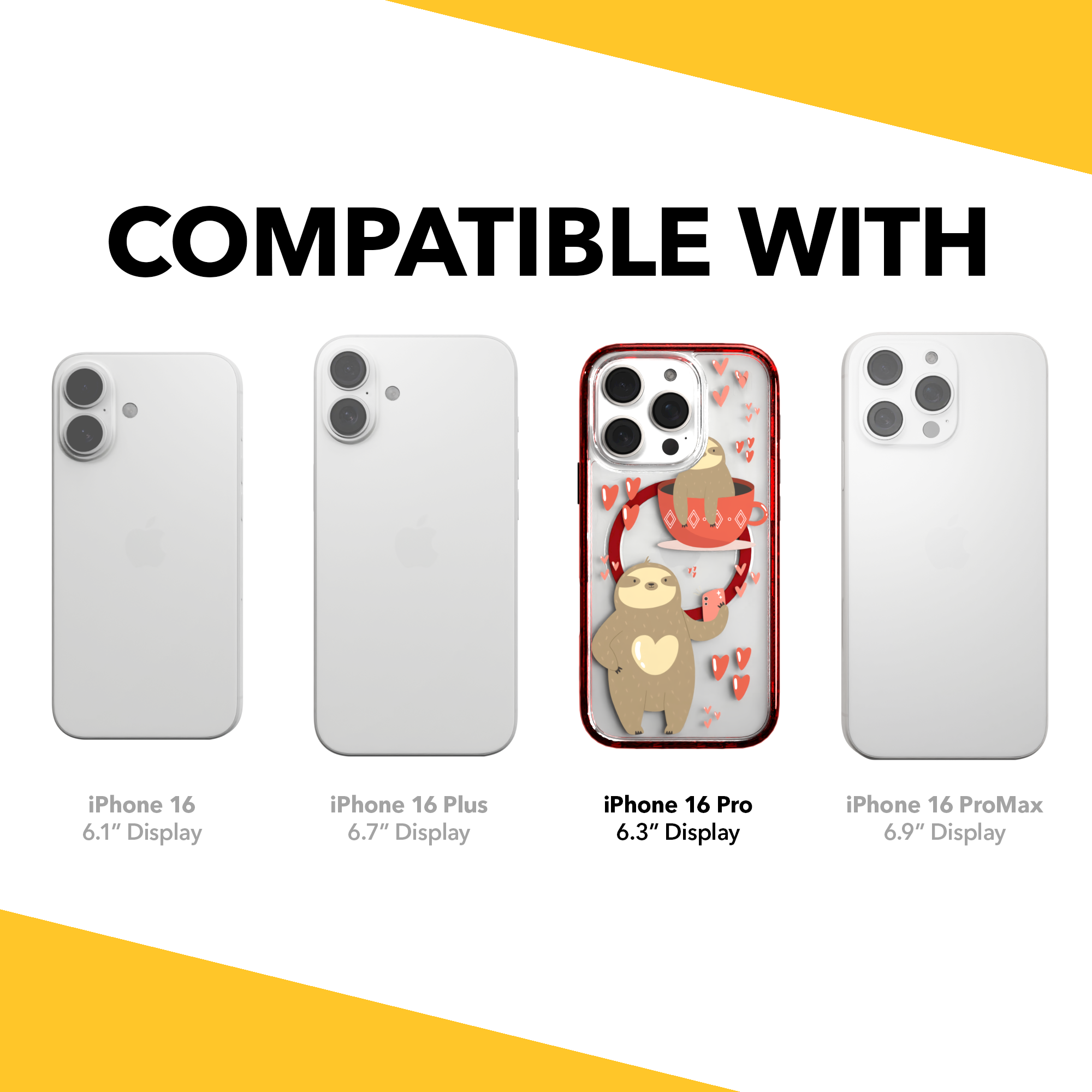 iPhone 16 Series | MagSafe | Sloth Case Collection | Sloths In Love Sloth Haven / iPhone 16 Pro / Red