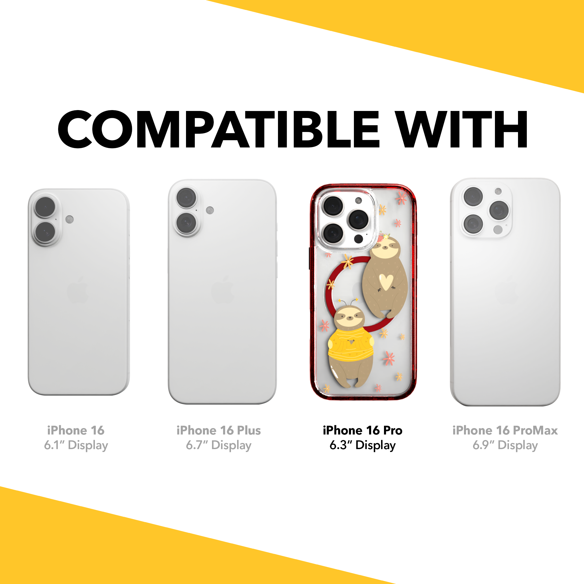 iPhone 16 Series | MagSafe | Sloth Case Collection | Lazy Sloths Lazy Sloth / iPhone 16 Pro / Red