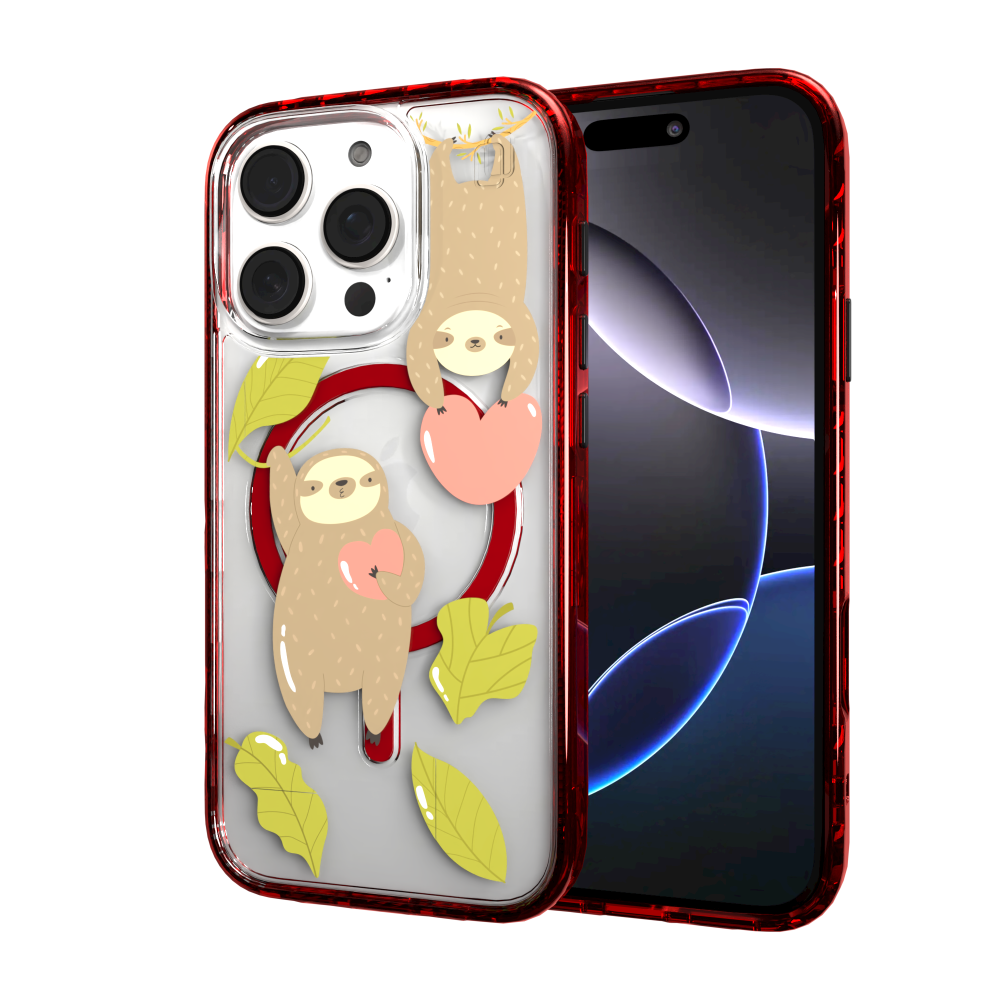 iPhone 16 Series | MagSafe | Sloth Case Collection | Slothy Vibes Slothy Vibes / iPhone 16 Pro / Red