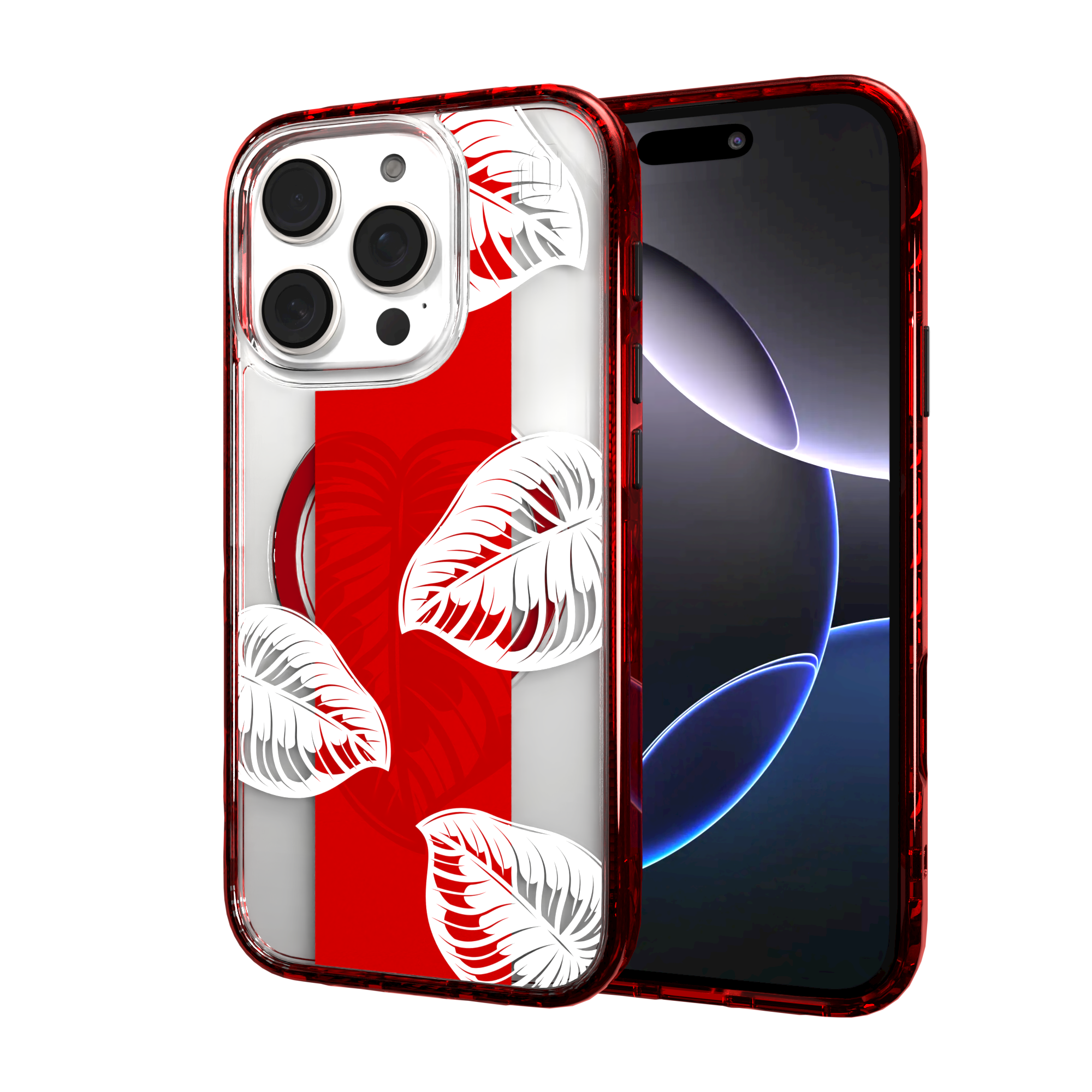 iPhone 16 Series | MagSafe | Summer Vibes Case Collection | Red & White Monstera