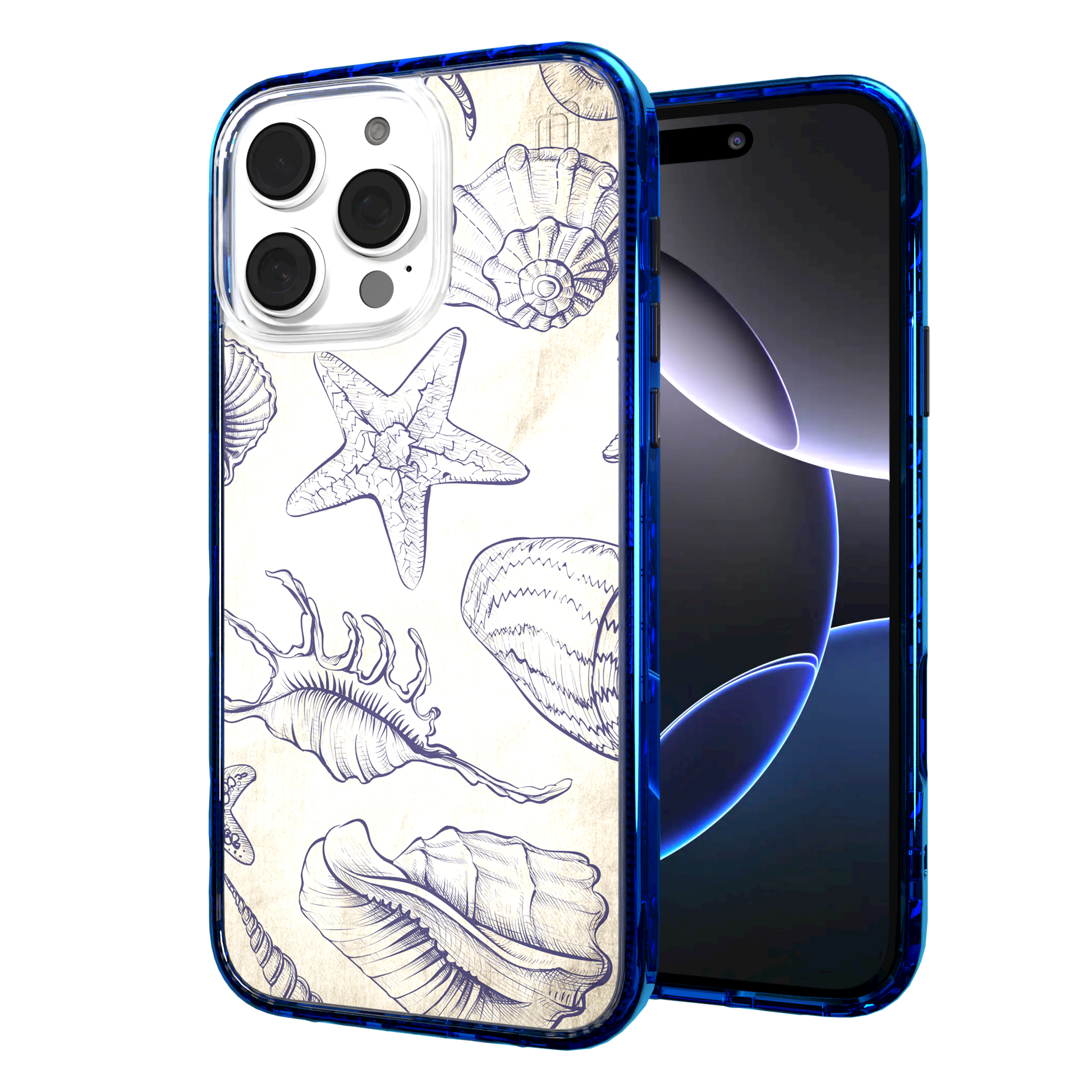 iPhone 16 Series | MagSafe | Coastal Case Collection | Seashells Sketches Coastal Seashell / iPhone 16 Pro Max / Blue