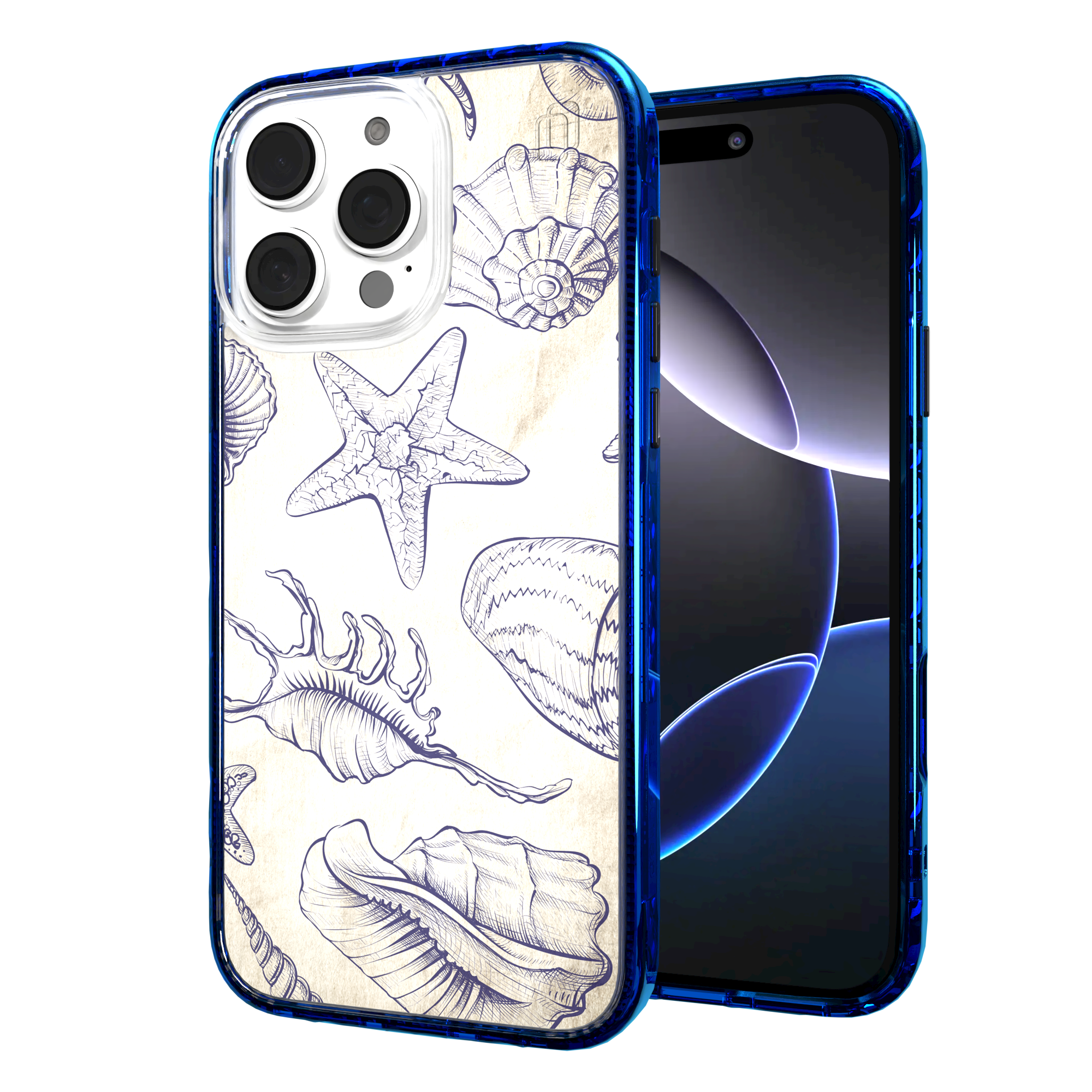 iPhone 16 Series | MagSafe | Coastal Case Collection | Seashells Sketches Coastal Seashell / iPhone 16 Pro Max / Blue