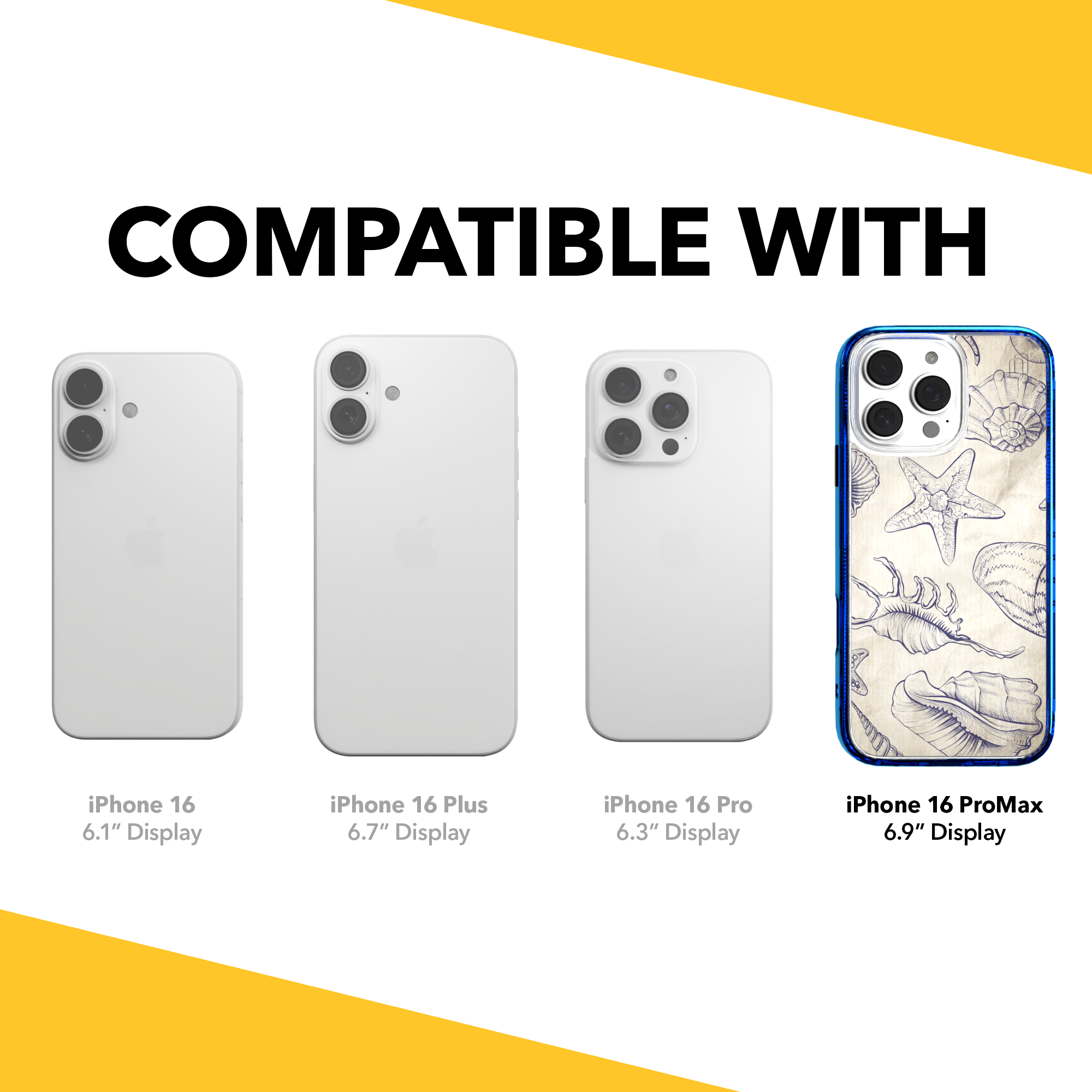 iPhone 16 Series | MagSafe | Coastal Case Collection | Seashells Sketches Coastal Seashell / iPhone 16 Pro Max / Blue