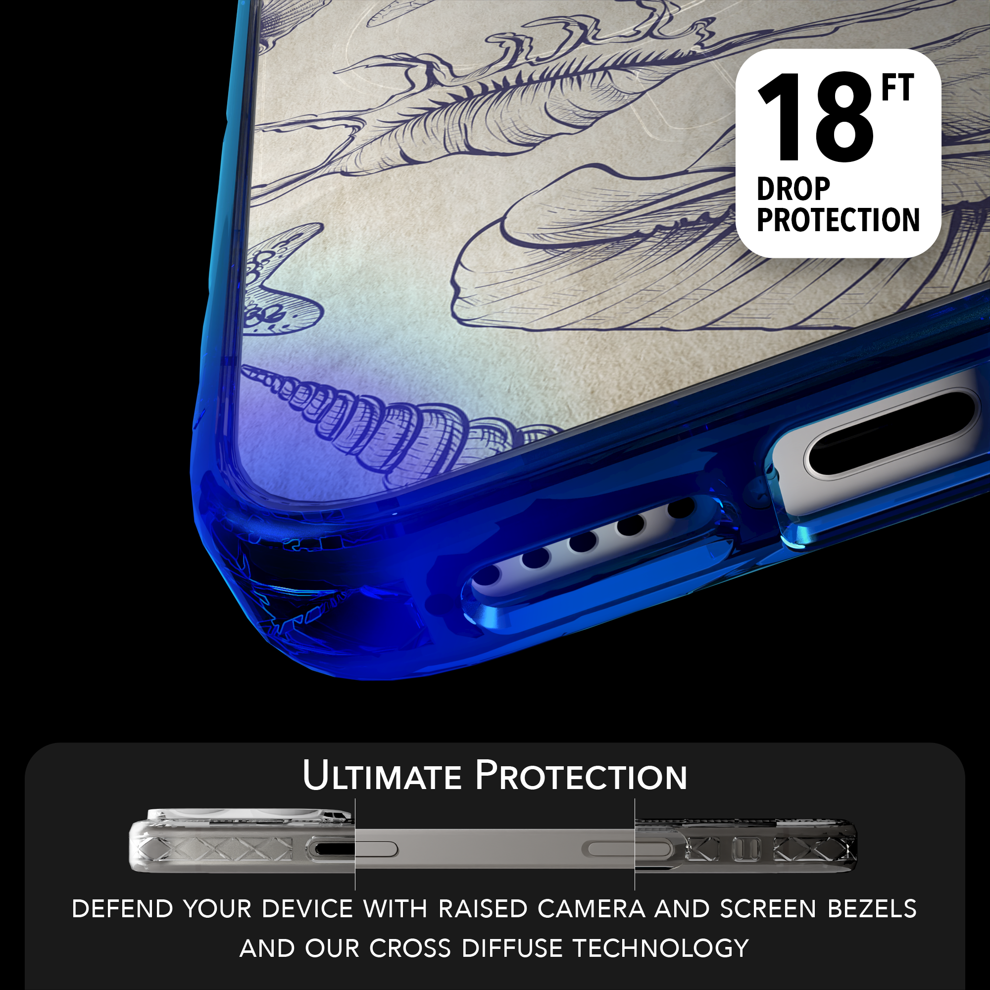 iPhone 16 Series | MagSafe | Coastal Case Collection | Seashells Sketches Coastal Seashell / iPhone 16 Pro Max / Blue