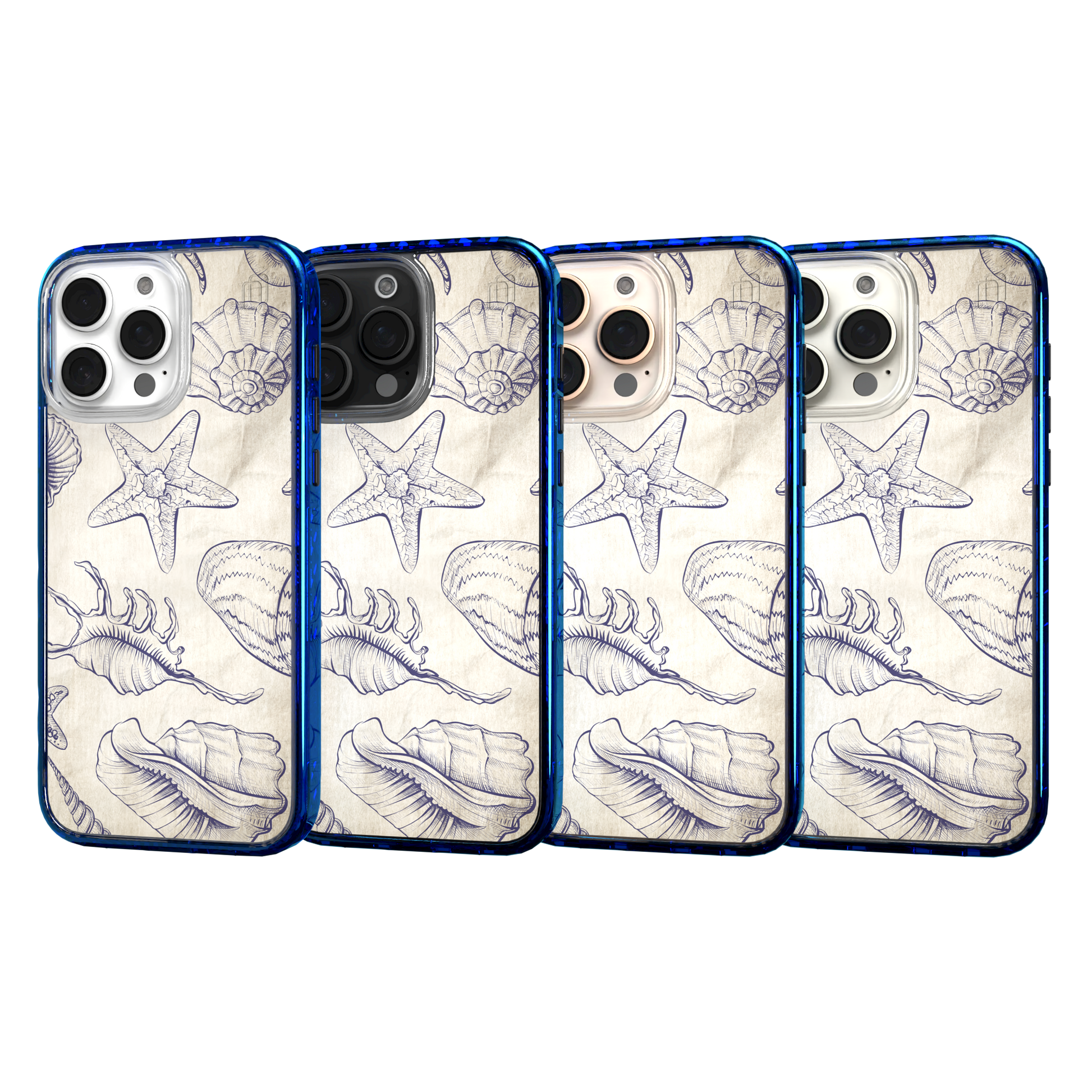 iPhone 16 Series | MagSafe | Coastal Case Collection | Seashells Sketches Coastal Seashell / iPhone 16 Pro Max / Blue
