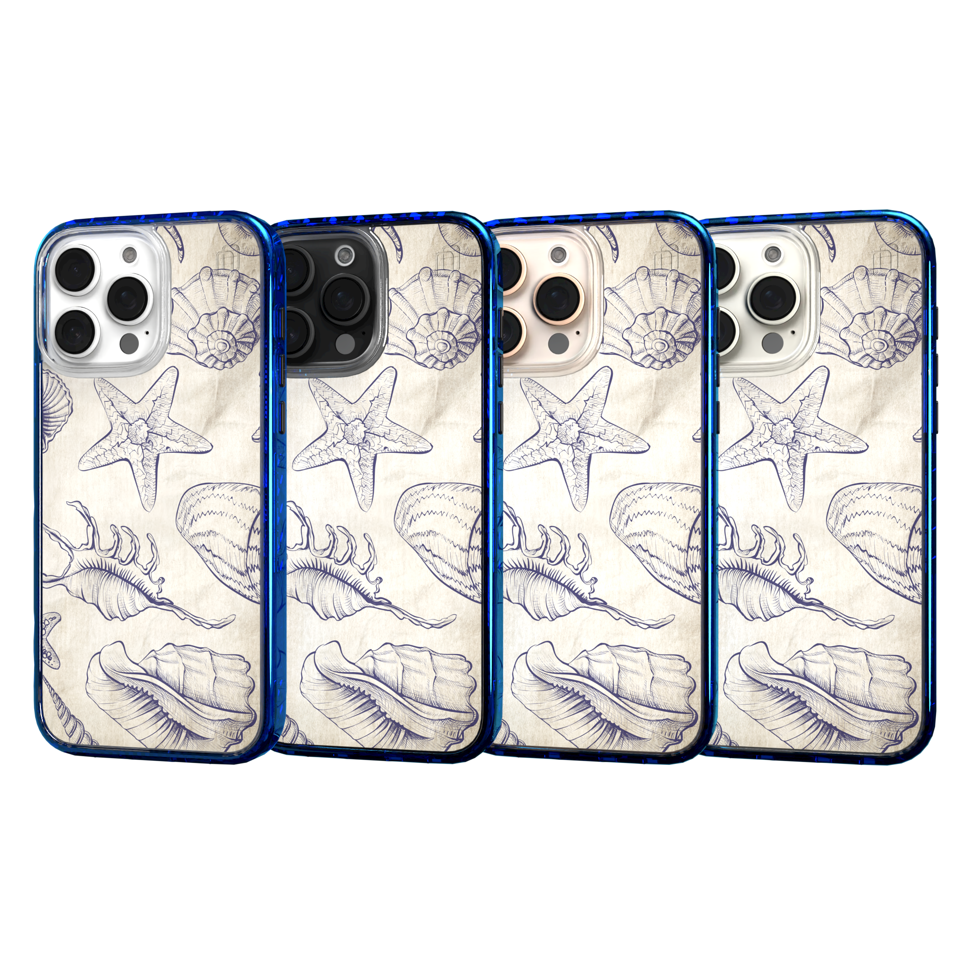 iPhone 16 Series | MagSafe | Coastal Case Collection | Seashells Sketches Coastal Seashell / iPhone 16 Pro Max / Blue