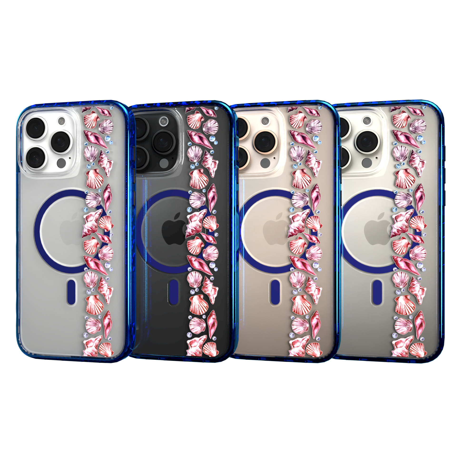 iPhone 16 Series | MagSafe | Coastal Case Collection | Seashell Stripe Line of Shells / iPhone 16 Pro Max / Blue