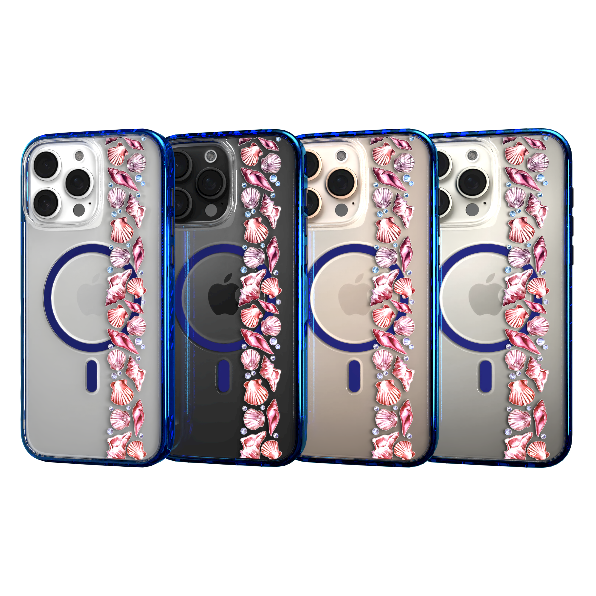 iPhone 16 Series | MagSafe | Coastal Case Collection | Seashell Stripe Line of Shells / iPhone 16 Pro Max / Blue