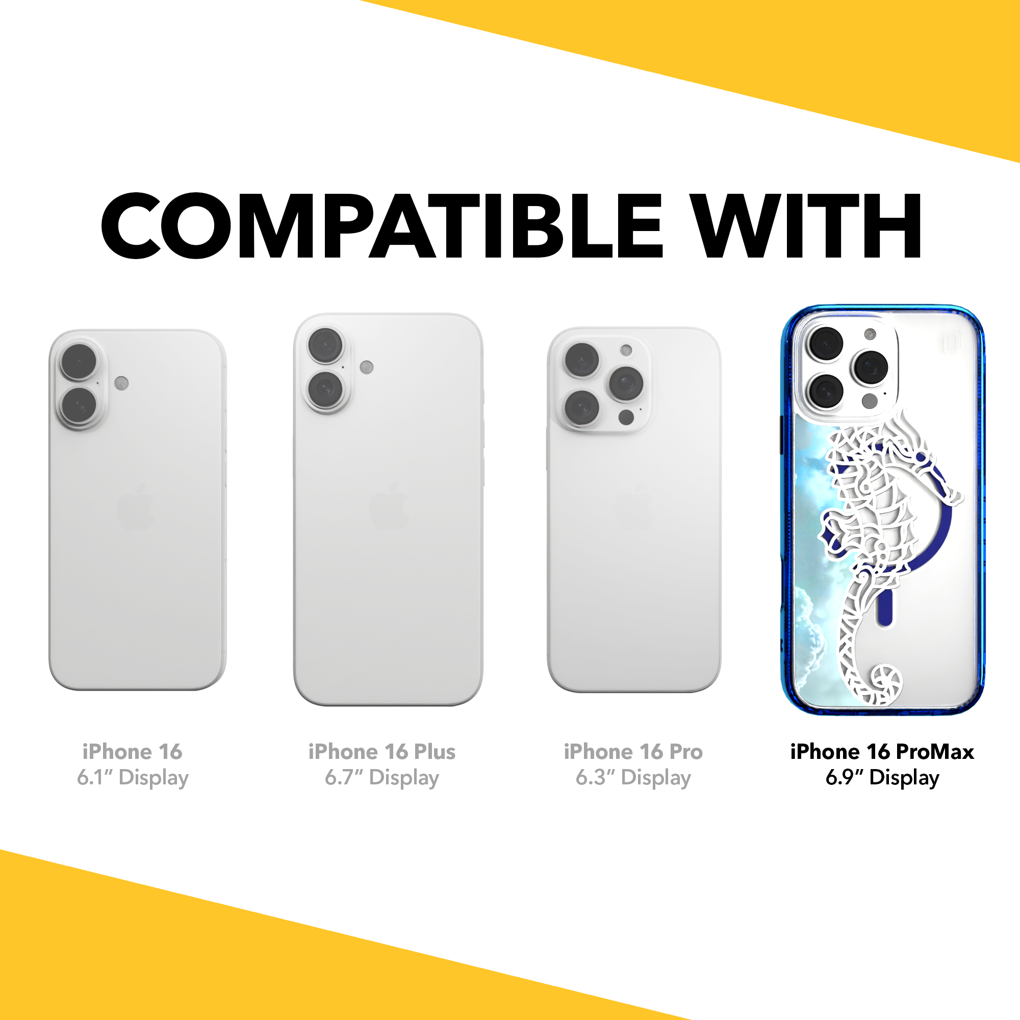 iPhone 16 Series | MagSafe | Coastal Case Collection | White & Teal Seahorse Seahorse / iPhone 16 Pro Max / Blue