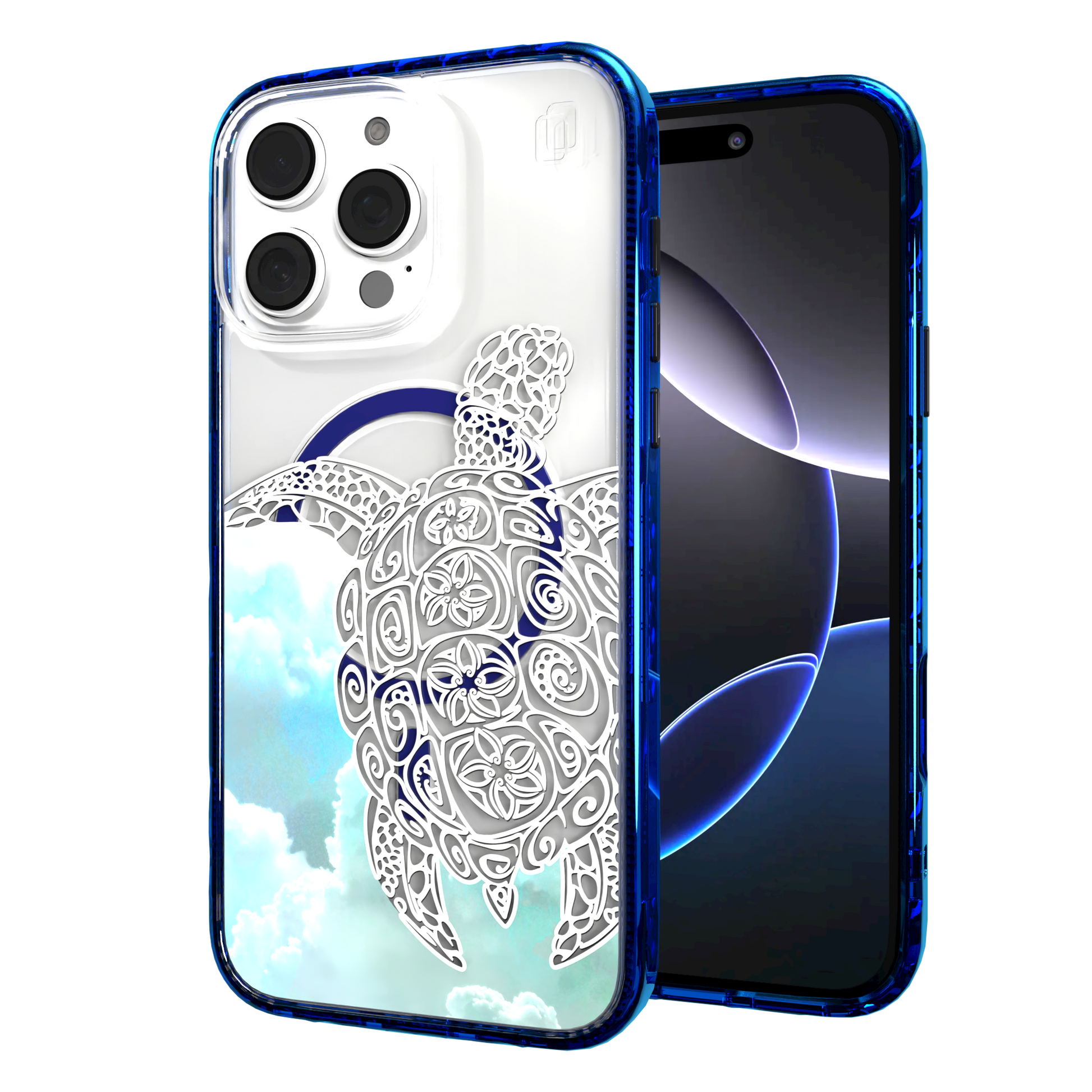 iPhone 16 Series | MagSafe | Coastal Case Collection | White & Teal Sea Turtle Turtle / iPhone 16 Pro Max / Blue
