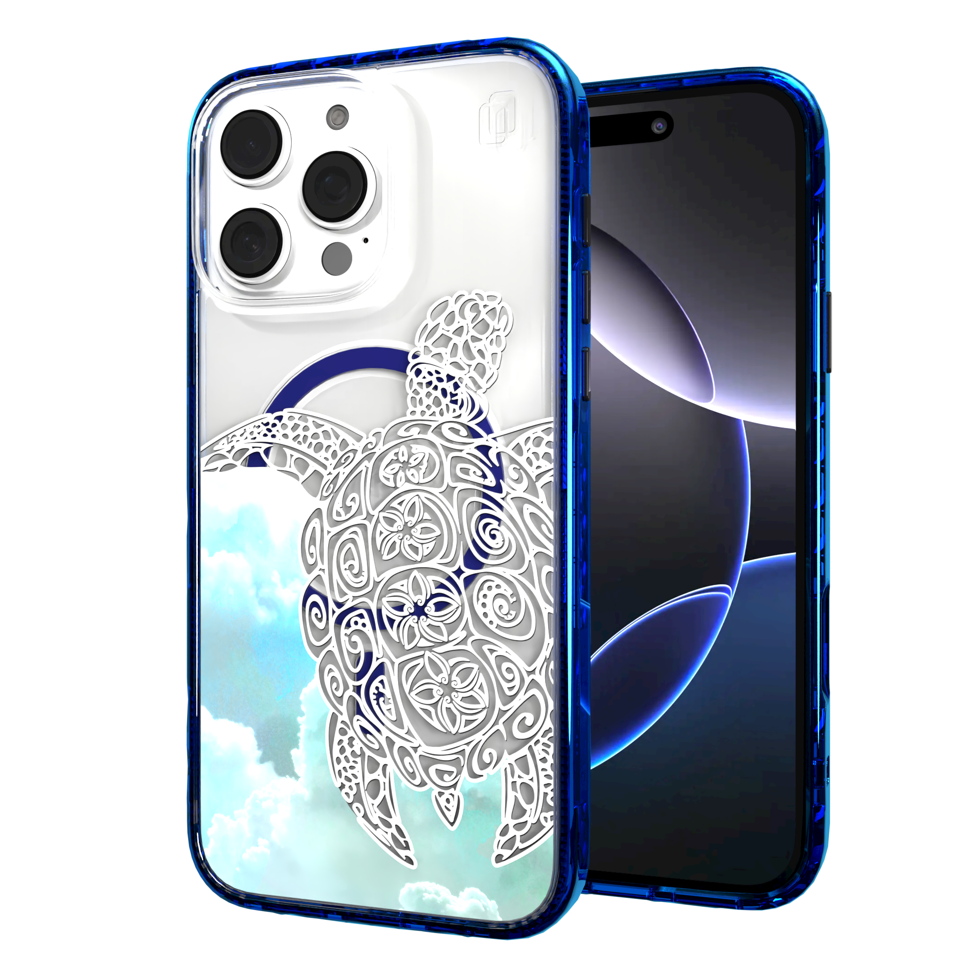 iPhone 16 Series | MagSafe | Coastal Case Collection | White & Teal Sea Turtle Turtle / iPhone 16 Pro Max / Blue
