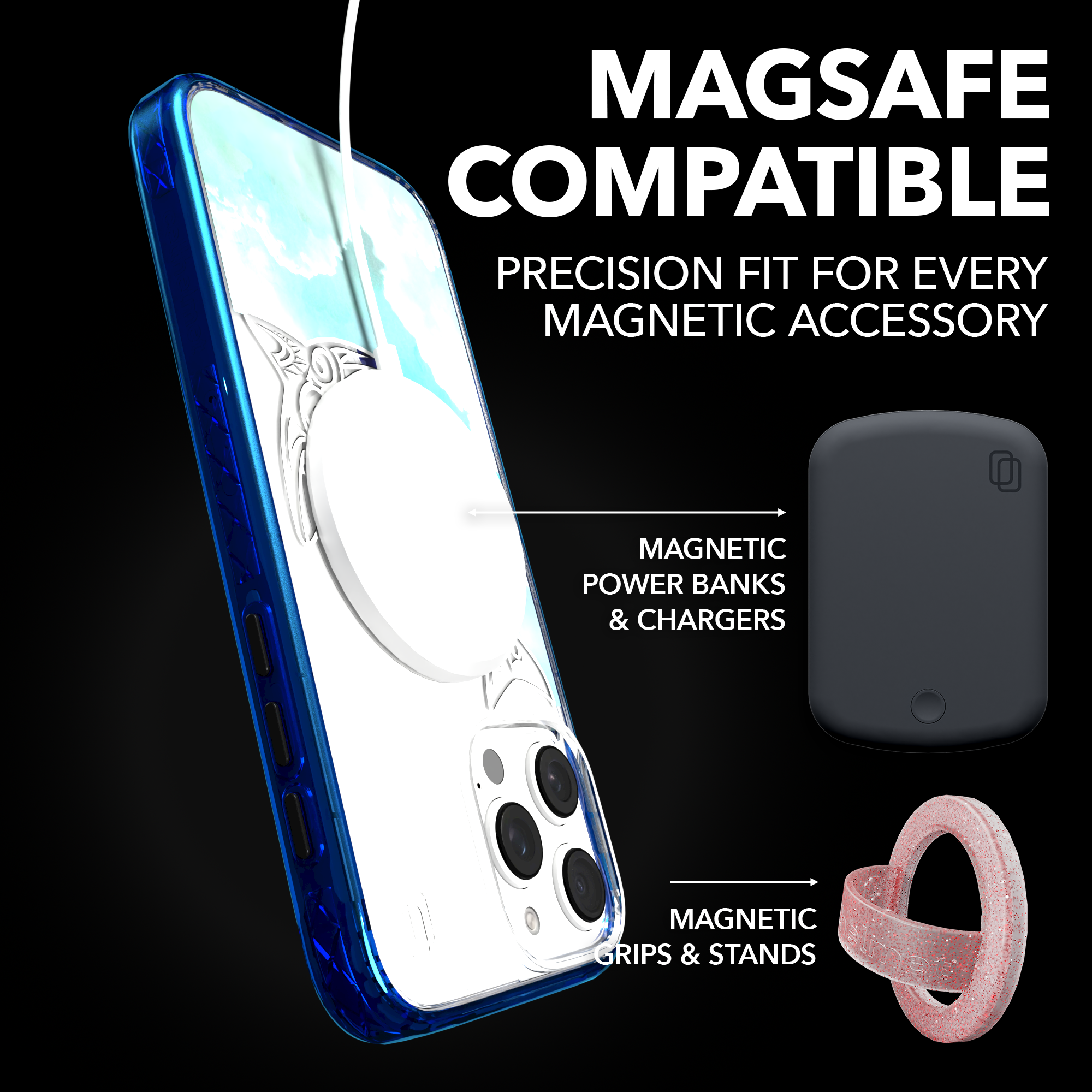 iPhone 16 Series | MagSafe | Coastal Case Collection | White & Teal Dolphine Dolphin / iPhone 16 Pro Max / Blue
