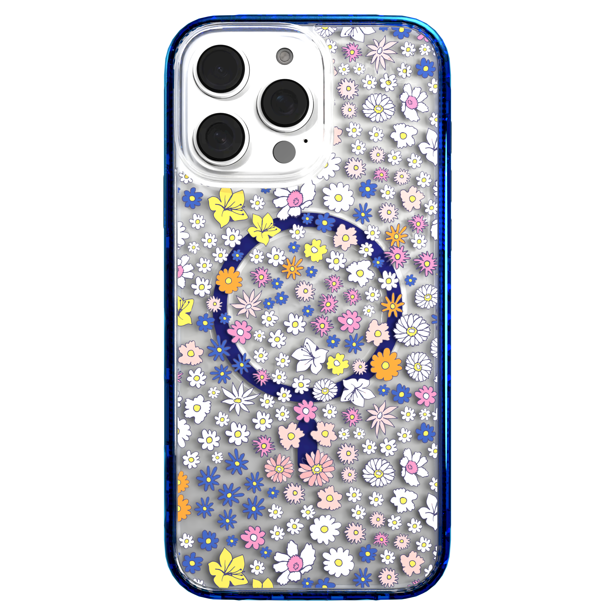 iPhone 16 Series | MagSafe | Flower Case Collection | Sketched Wild Blossoms Wild Blossom / iPhone 16 Pro Max / Blue