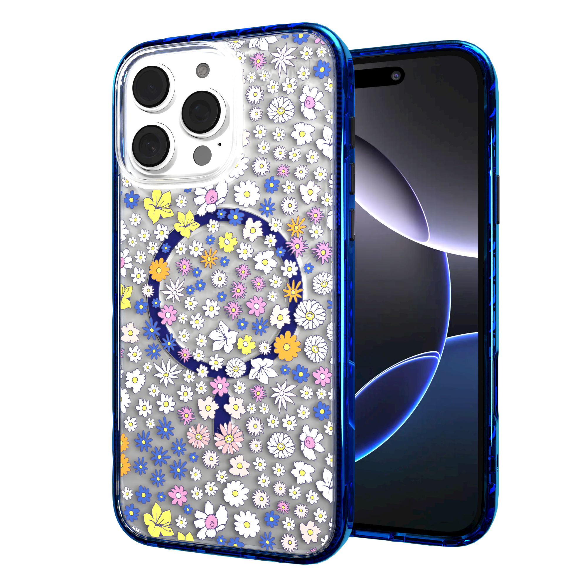 iPhone 16 Series | MagSafe | Flower Case Collection | Sketched Wild Blossoms Wild Blossom / iPhone 16 Pro Max / Blue
