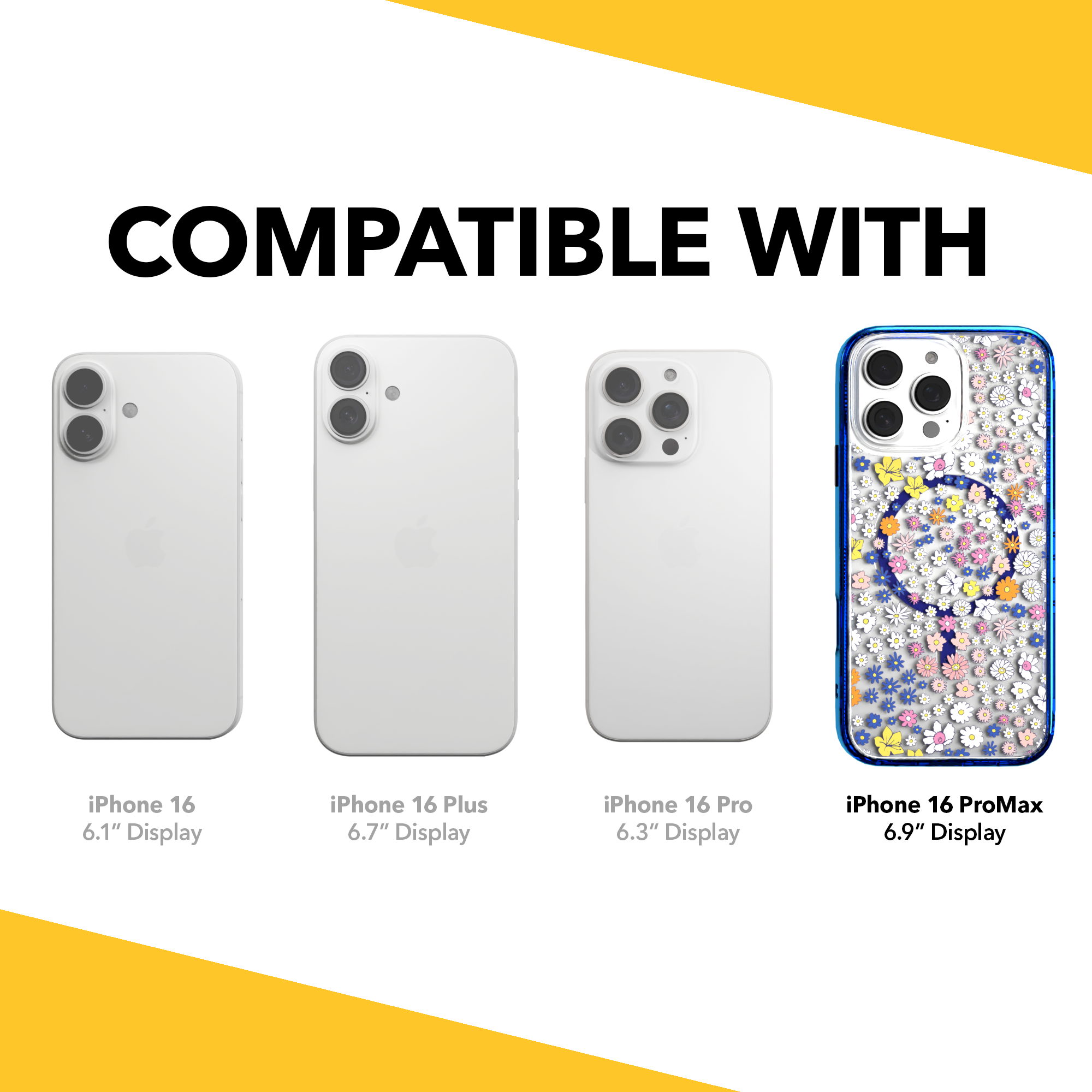 iPhone 16 Series | MagSafe | Flower Case Collection | Sketched Wild Blossoms Wild Blossom / iPhone 16 Pro Max / Blue