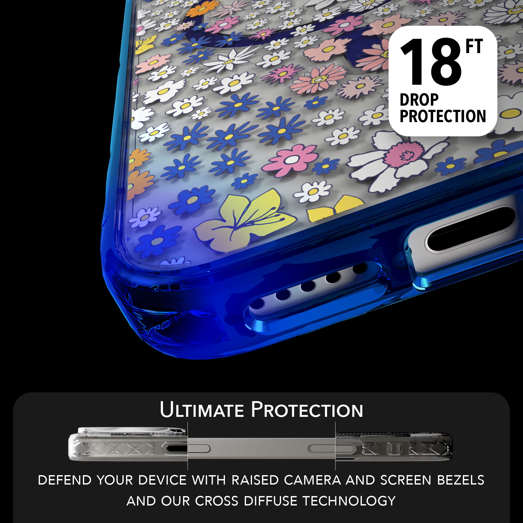 iPhone 16 Series | MagSafe | Flower Case Collection | Sketched Wild Blossoms Wild Blossom / iPhone 16 Pro Max / Blue