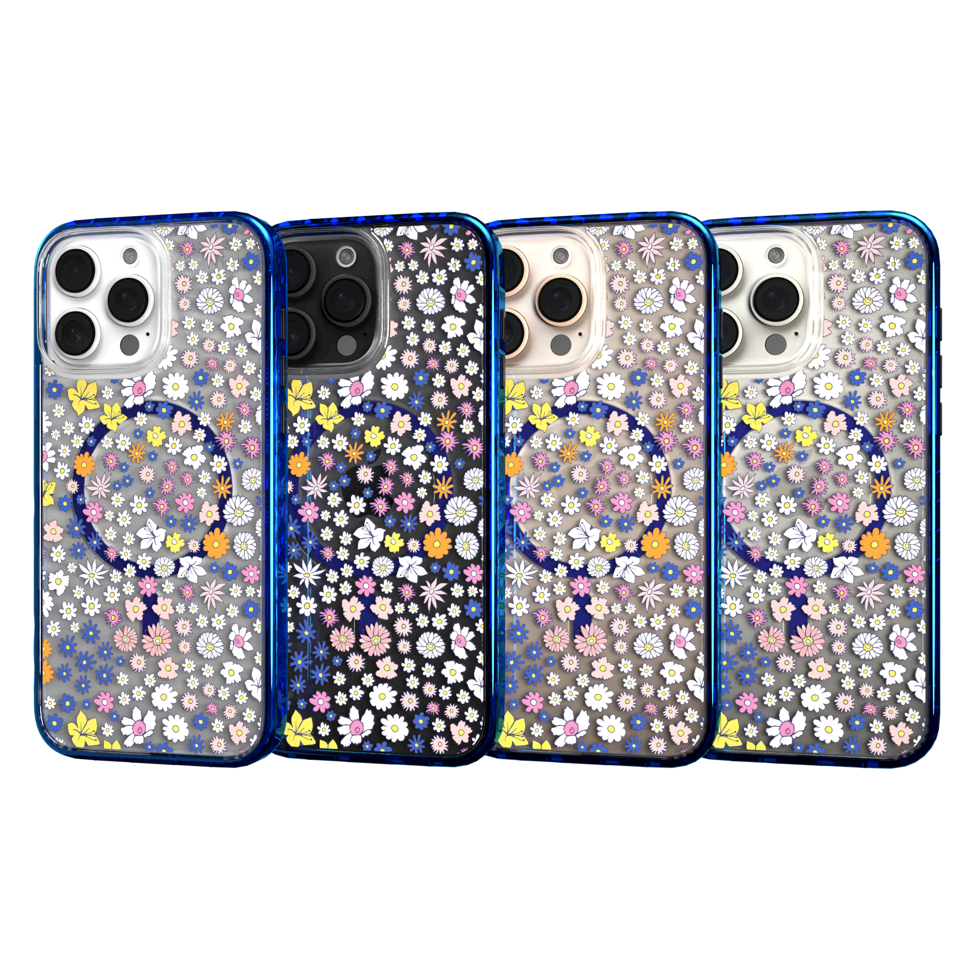 iPhone 16 Series | MagSafe | Flower Case Collection | Sketched Wild Blossoms Wild Blossom / iPhone 16 Pro Max / Blue