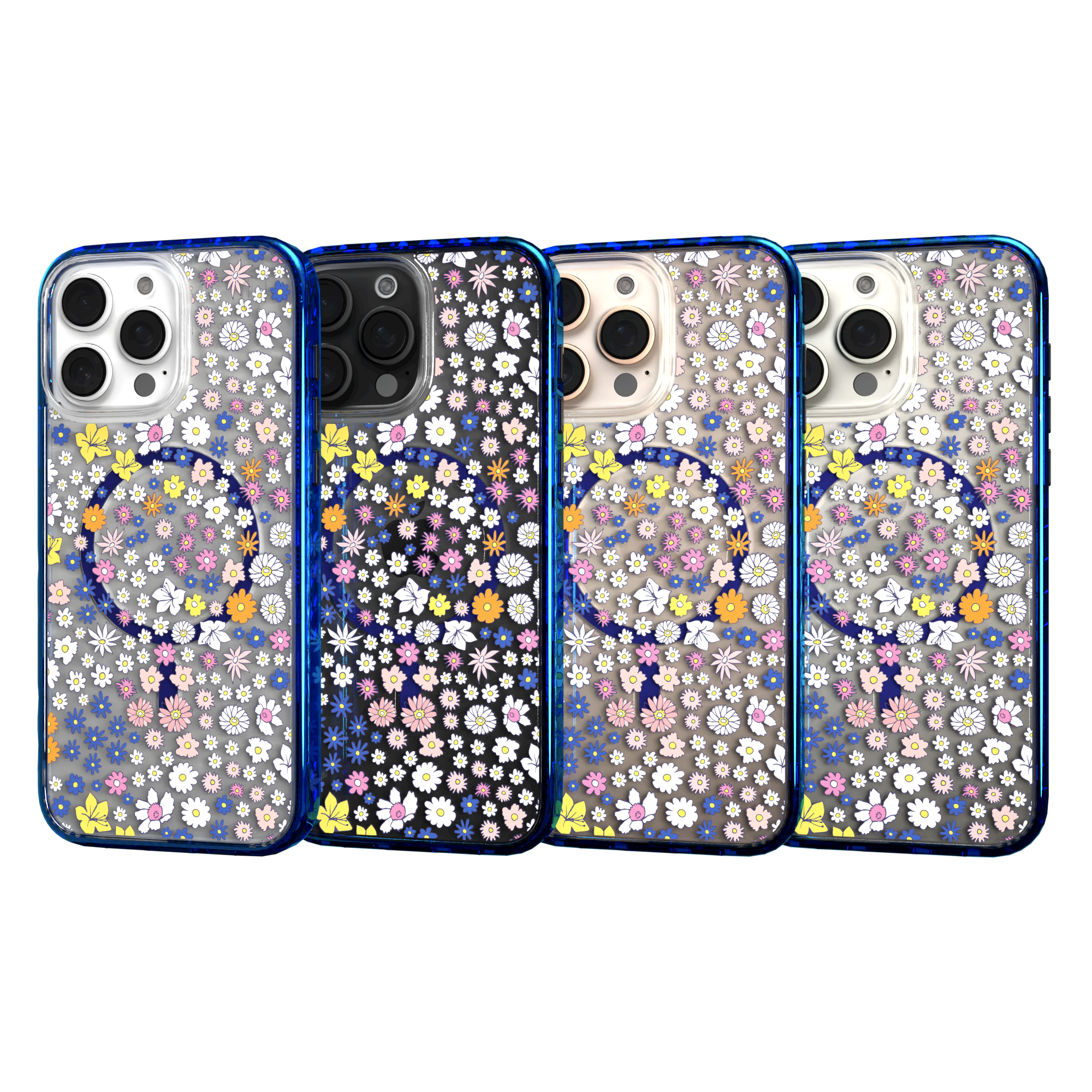 iPhone 16 Series | MagSafe | Flower Case Collection | Sketched Wild Blossoms Wild Blossom / iPhone 16 Pro Max / Blue