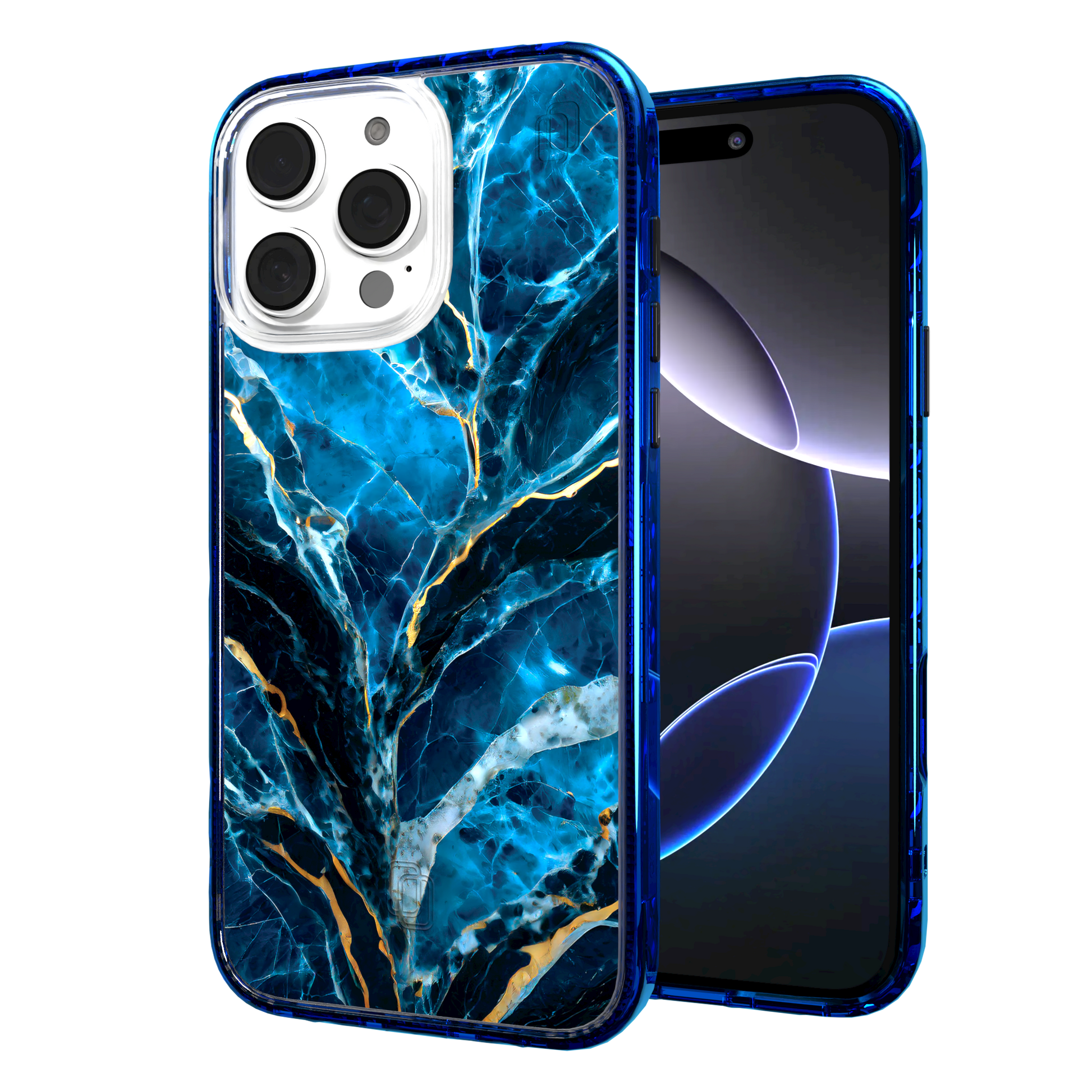 iPhone 16 Series | MagSafe | Stone Beauty Case Collection | Deep Sea Blue & Gold Marble Deep Sea / iPhone 16 Pro Max / Blue