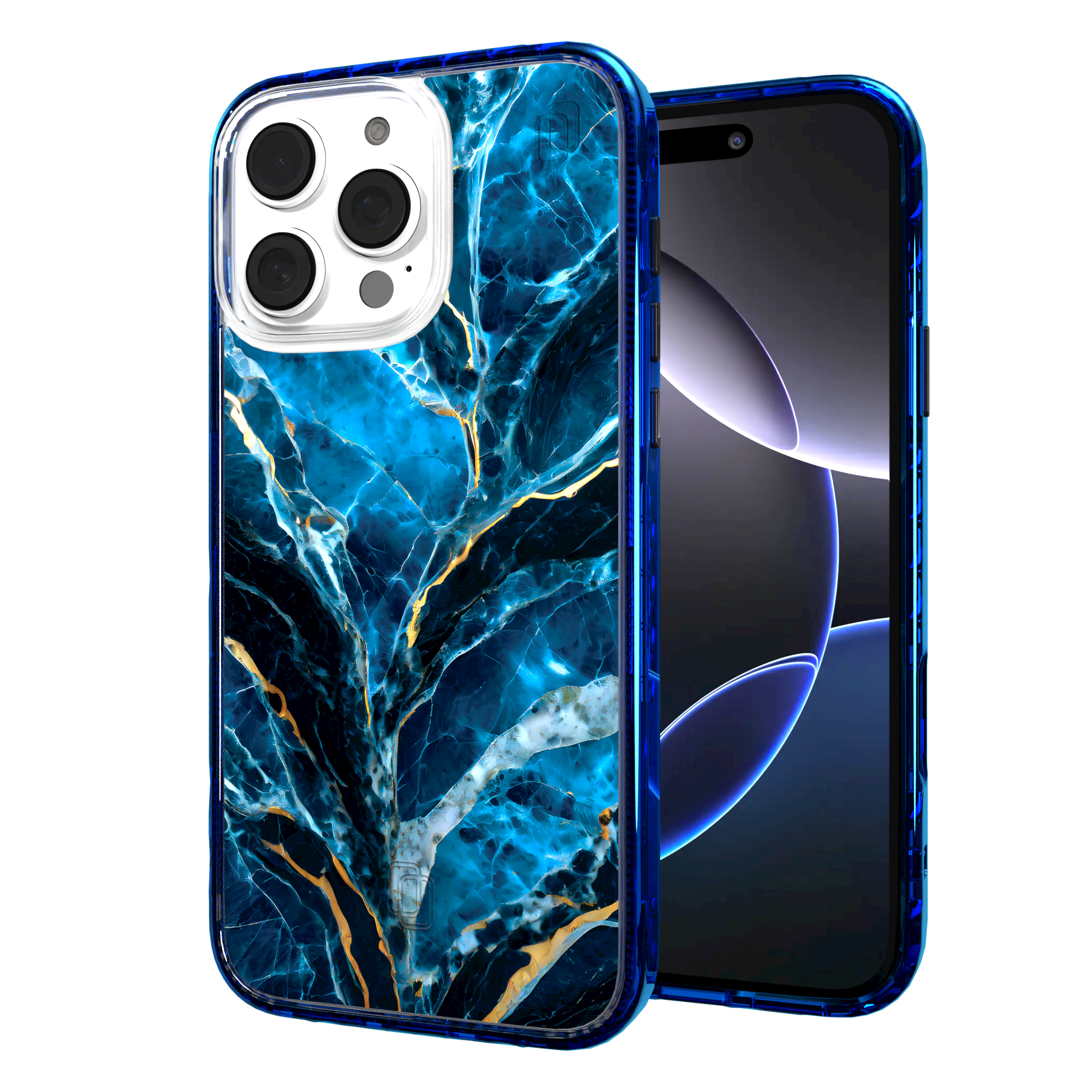 iPhone 16 Series | MagSafe | Stone Beauty Case Collection | Deep Sea Blue & Gold Marble Deep Sea / iPhone 16 Pro Max / Blue