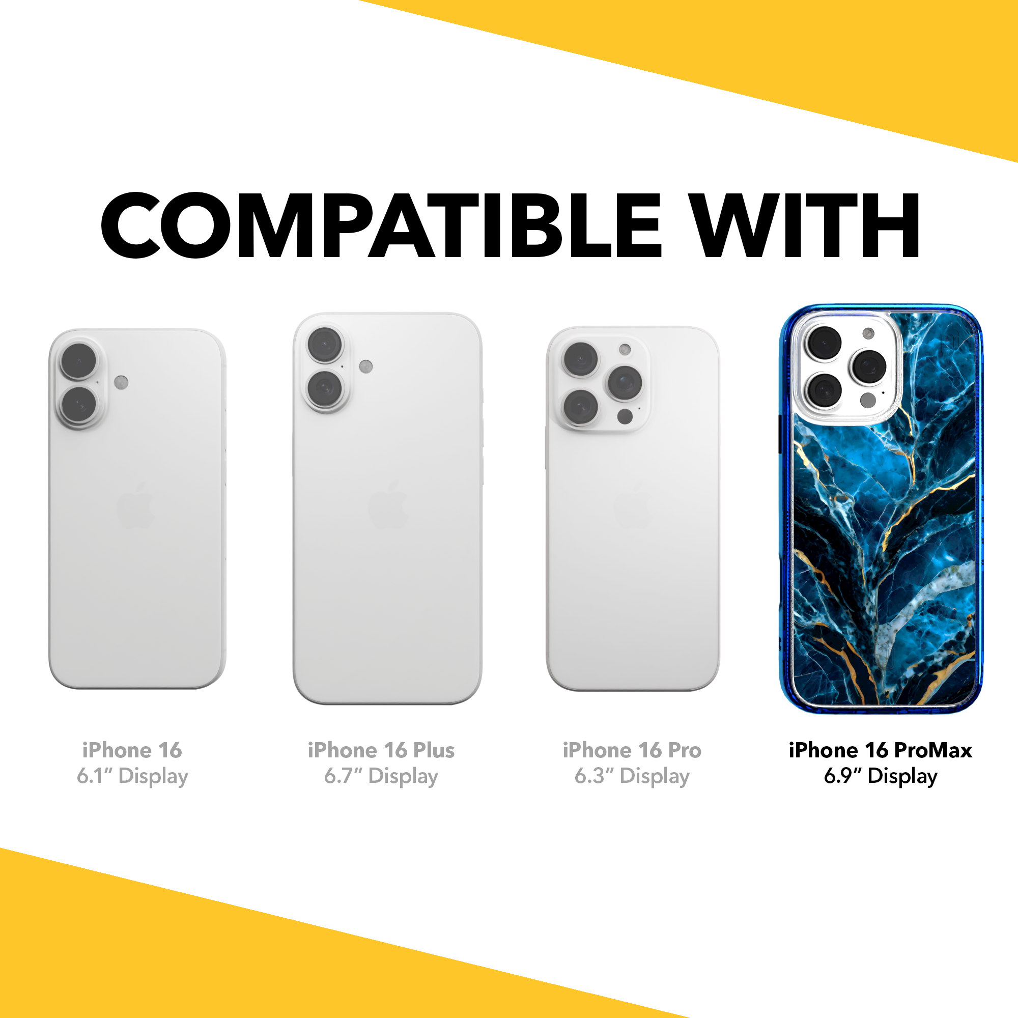 iPhone 16 Series | MagSafe | Stone Beauty Case Collection | Deep Sea Blue & Gold Marble Deep Sea / iPhone 16 Pro Max / Blue
