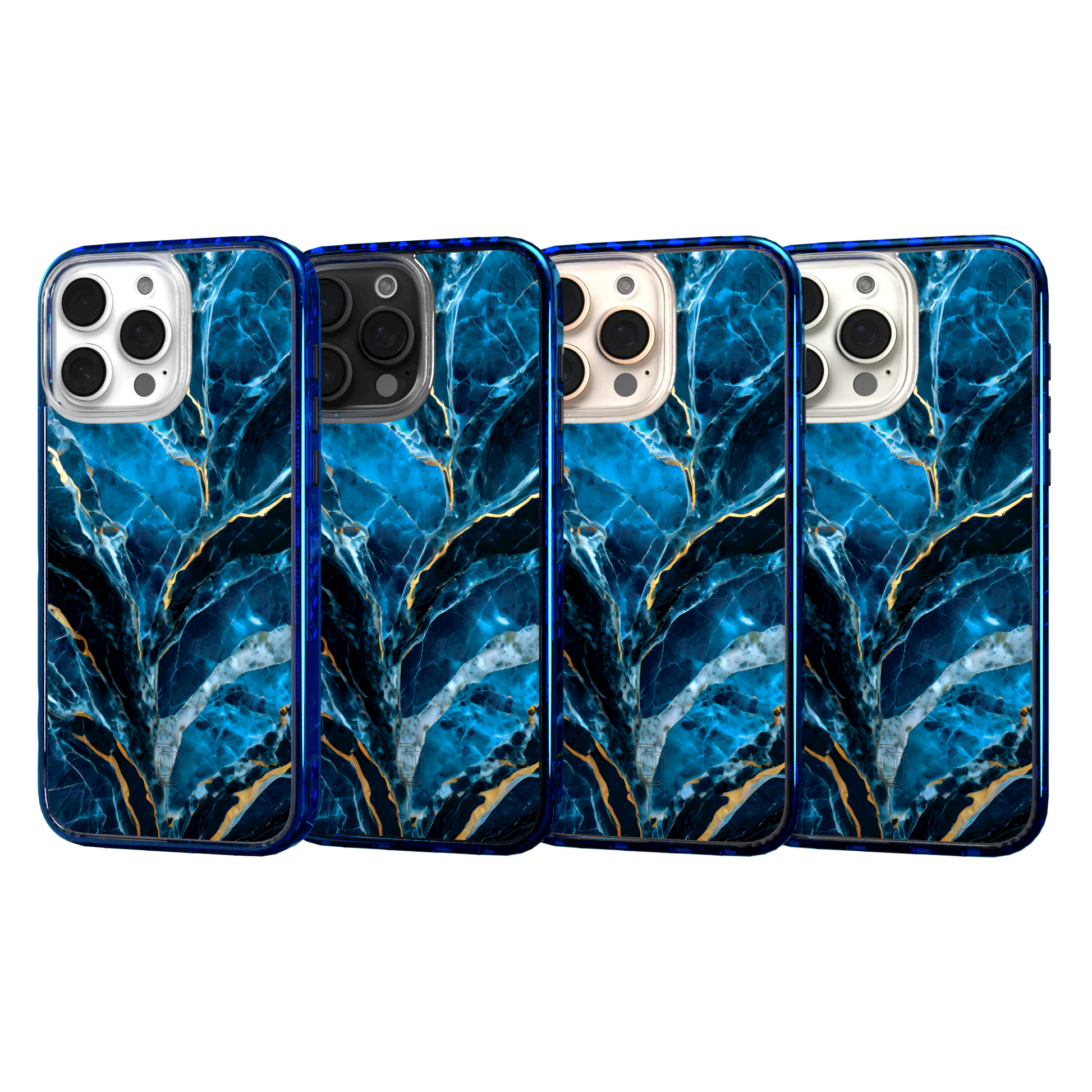 iPhone 16 Series | MagSafe | Stone Beauty Case Collection | Deep Sea Blue & Gold Marble Deep Sea / iPhone 16 Pro Max / Blue