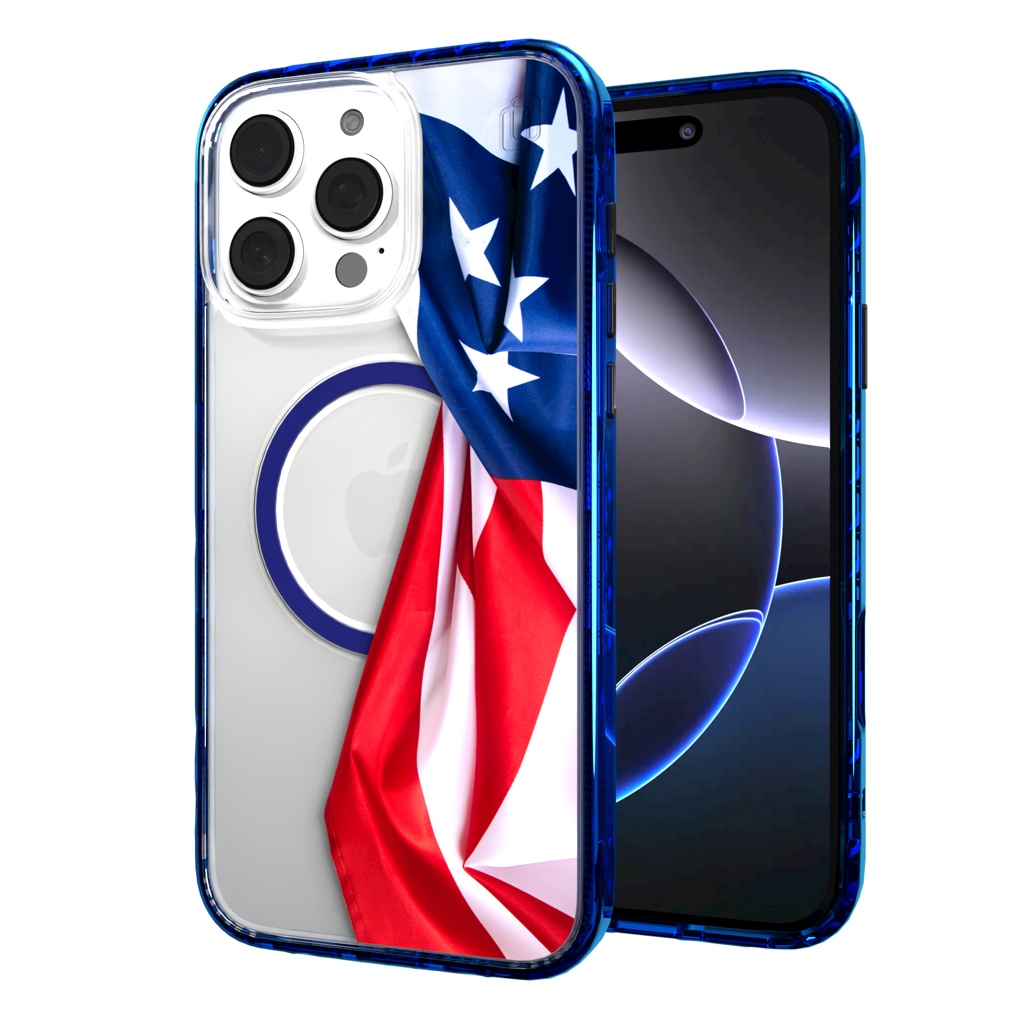 iPhone 16 Series | MagSafe | Red, White & Blue Case Collection | Flowing American Flag Resilient Spirit / iPhone 16 Pro Max / Blue