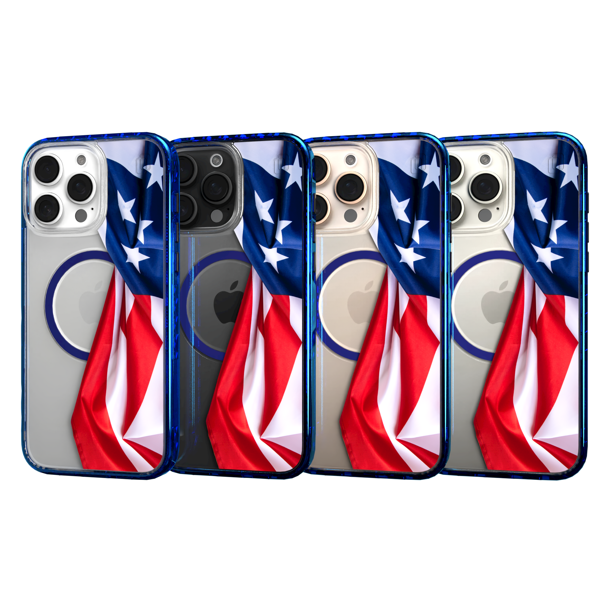 iPhone 16 Series | MagSafe | Red, White & Blue Case Collection | Flowing American Flag Resilient Spirit / iPhone 16 Pro Max / Blue