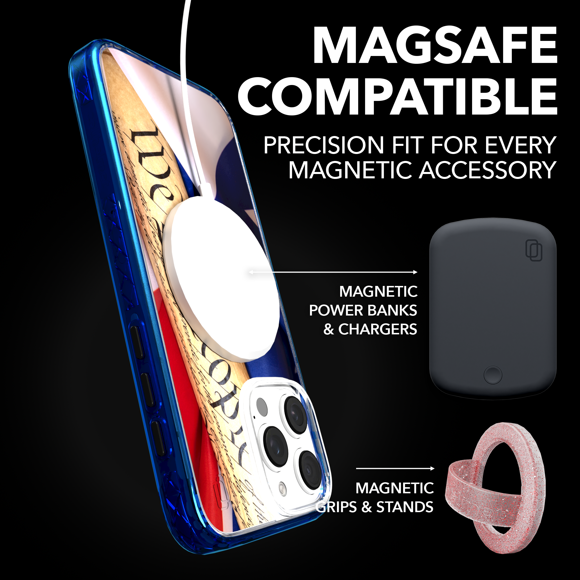 iPhone 16 Series | MagSafe | Red, White & Blue Case Collection | We The People American Flag United We Stand / iPhone 16 Pro Max / Blue