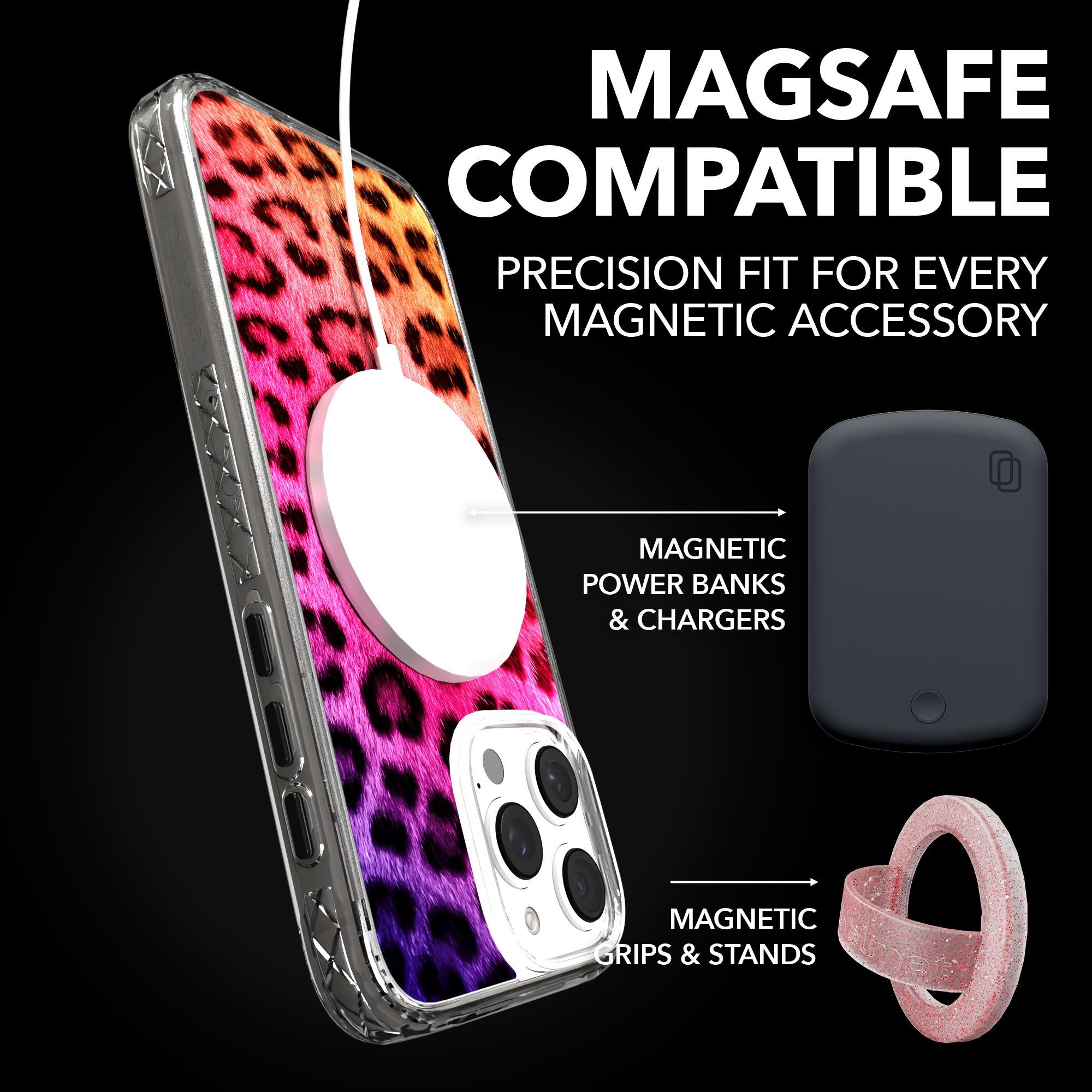 iPhone 16 Series | MagSafe | Animal Print Case | Pink Leopard Print Pink Cheetah / iPhone 16 Pro Max / Clear