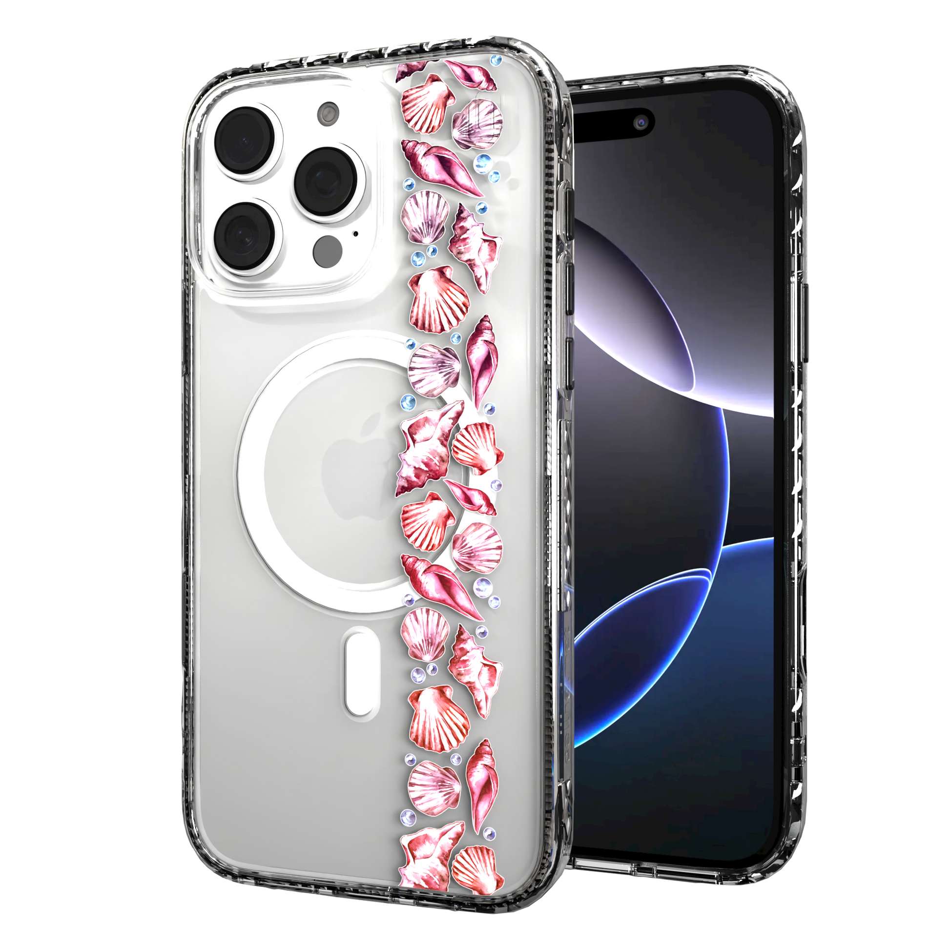 iPhone 16 Series | MagSafe | Coastal Case Collection | Seashell Stripe Line of Shells / iPhone 16 Pro Max / Clear
