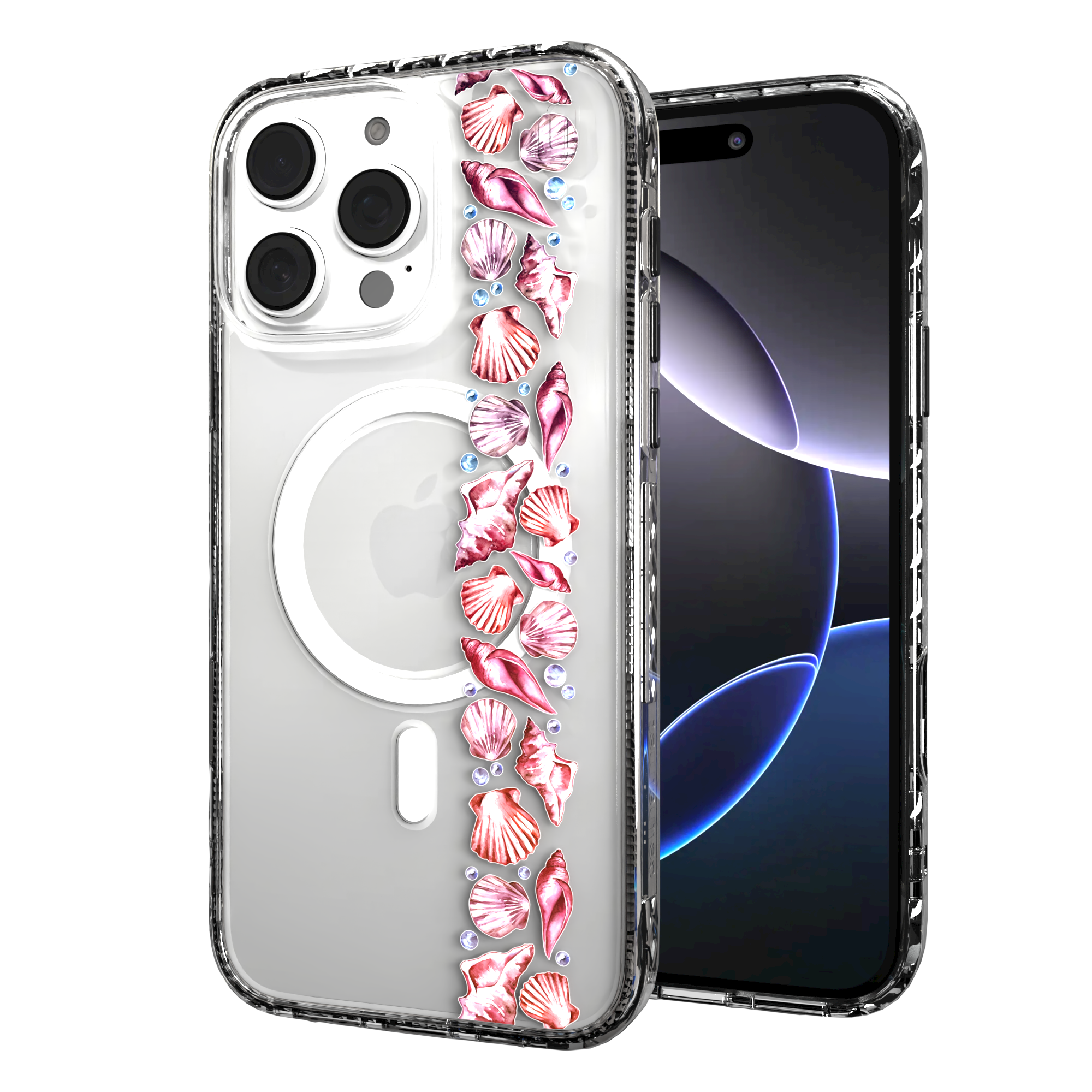 iPhone 16 Series | MagSafe | Coastal Case Collection | Seashell Stripe Line of Shells / iPhone 16 Pro Max / Clear