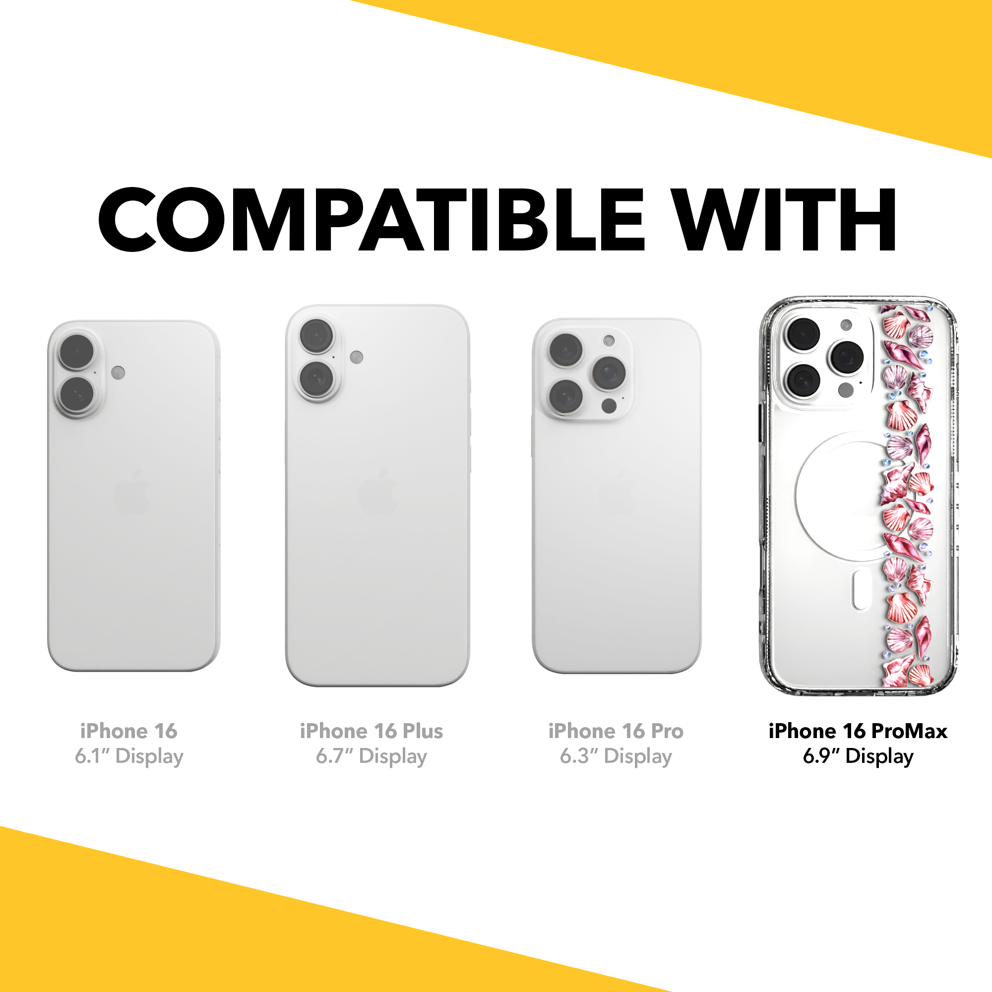 iPhone 16 Series | MagSafe | Coastal Case Collection | Seashell Stripe Line of Shells / iPhone 16 Pro Max / Clear