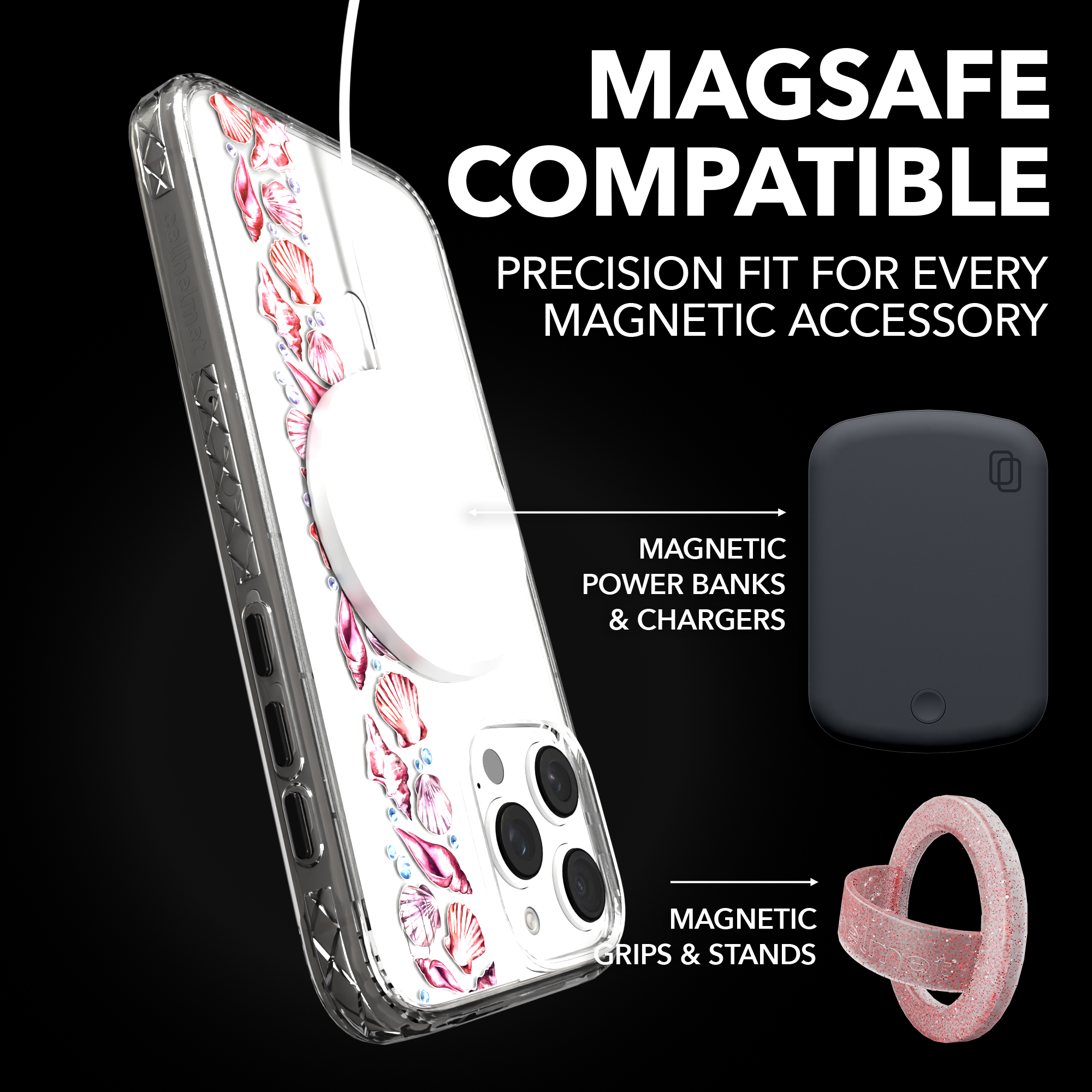 iPhone 16 Series | MagSafe | Coastal Case Collection | Seashell Stripe Line of Shells / iPhone 16 Pro Max / Clear