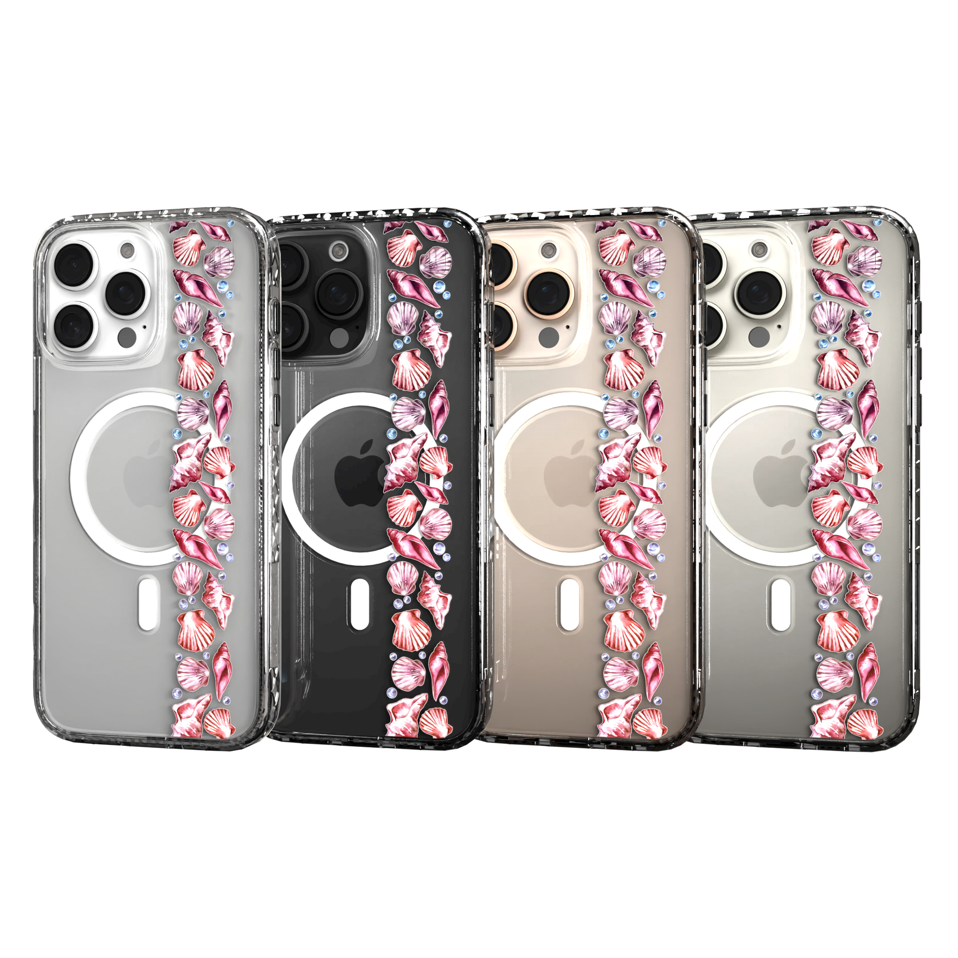 iPhone 16 Series | MagSafe | Coastal Case Collection | Seashell Stripe Line of Shells / iPhone 16 Pro Max / Clear