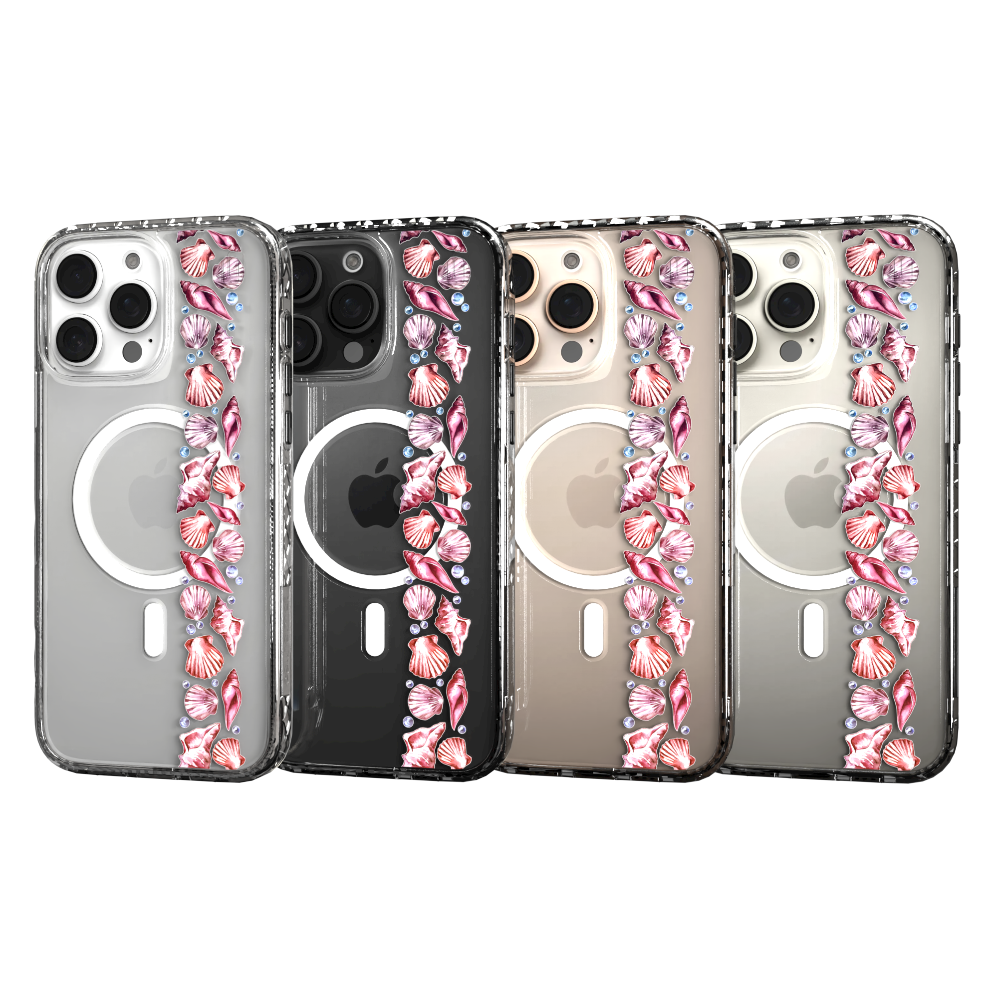 iPhone 16 Series | MagSafe | Coastal Case Collection | Seashell Stripe Line of Shells / iPhone 16 Pro Max / Clear