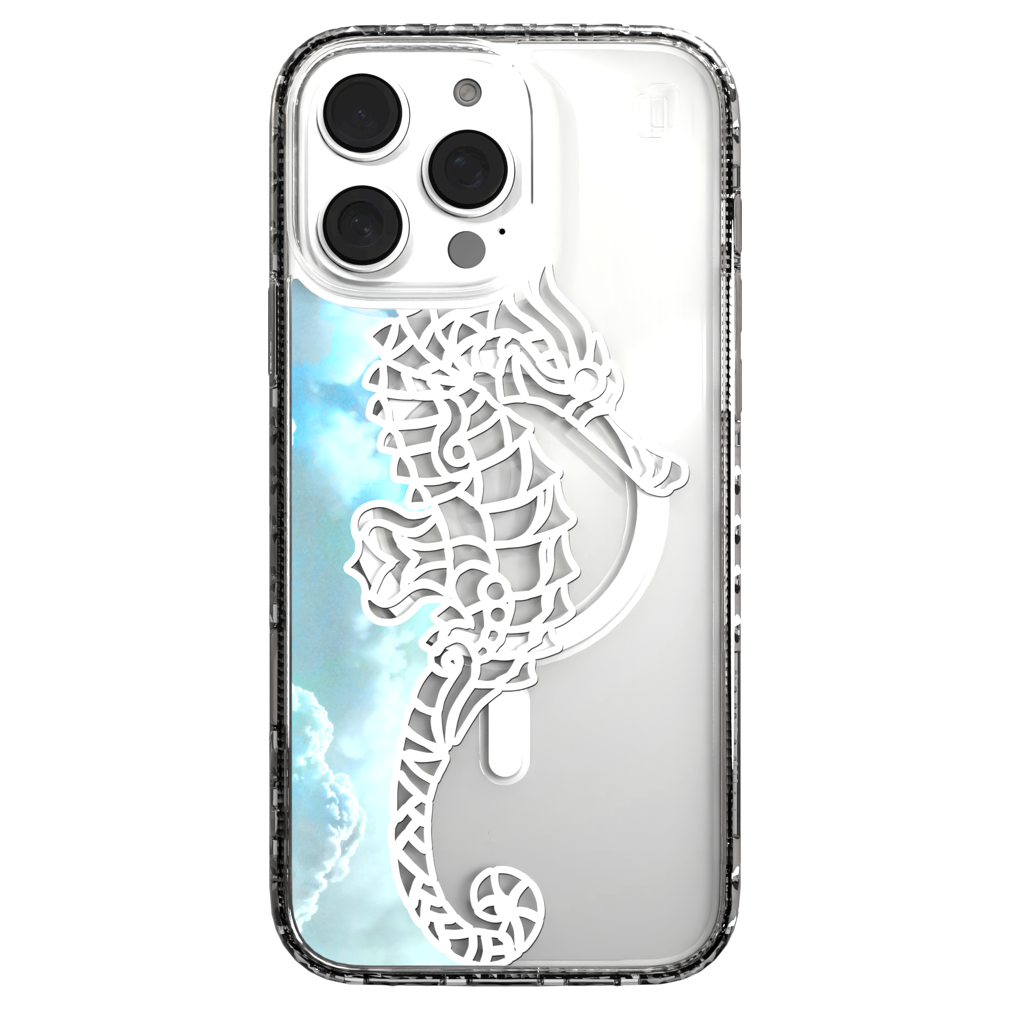 iPhone 16 Series | MagSafe | Coastal Case Collection | White & Teal Seahorse Seahorse / iPhone 16 Pro Max / Clear
