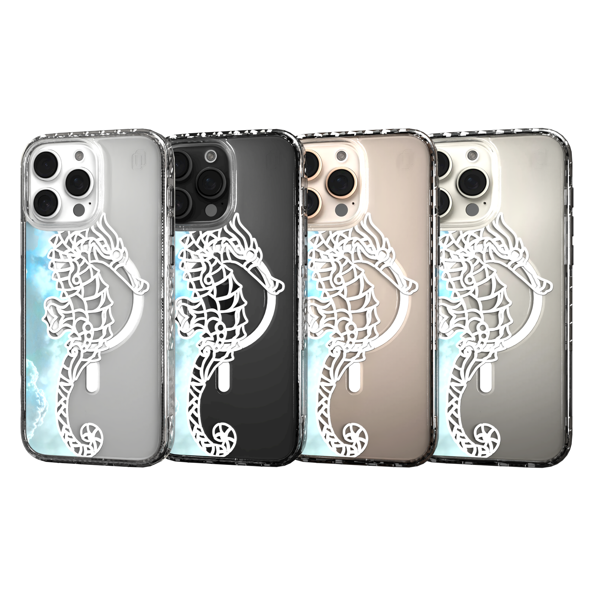 iPhone 16 Series | MagSafe | Coastal Case Collection | White & Teal Seahorse Seahorse / iPhone 16 Pro Max / Clear