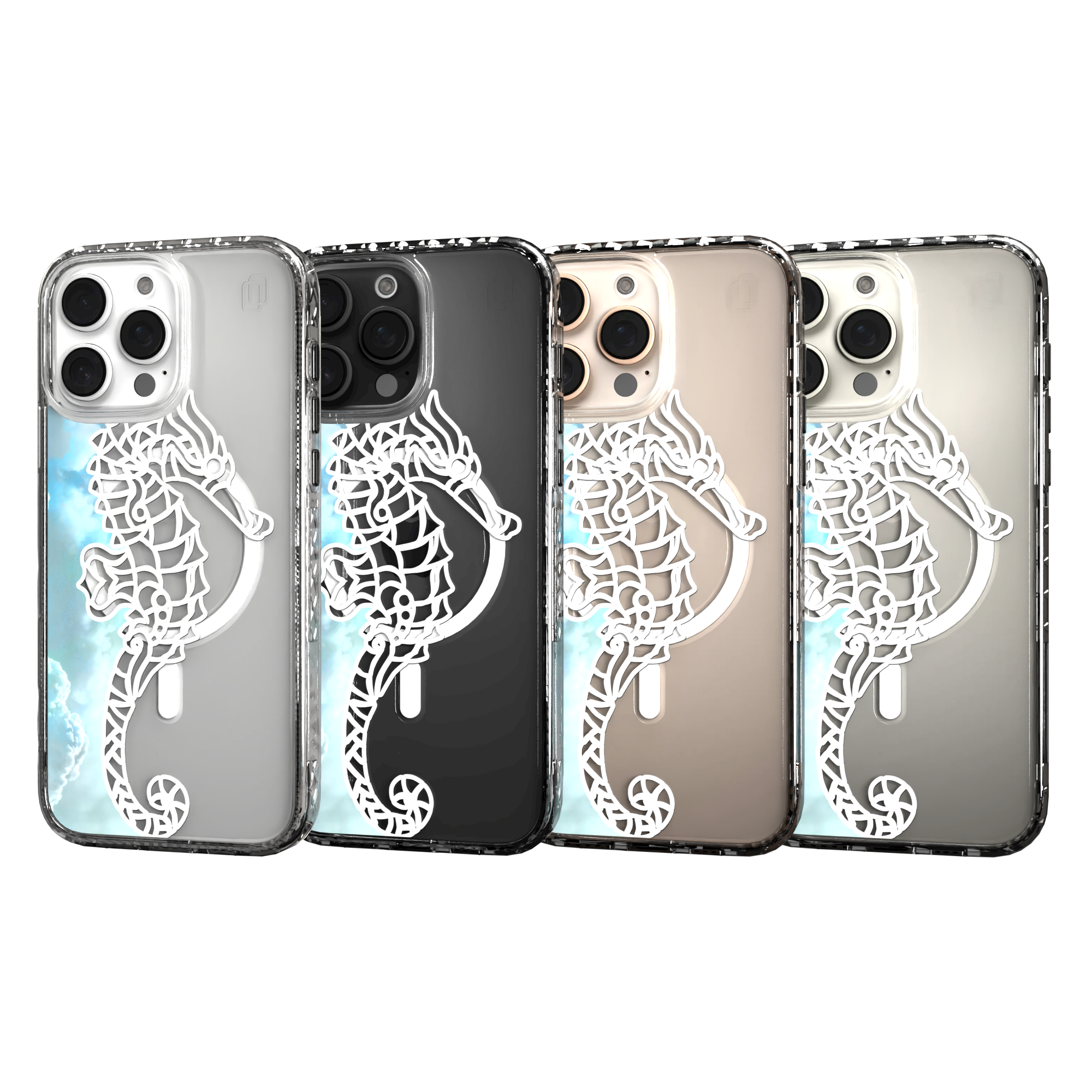 iPhone 16 Series | MagSafe | Coastal Case Collection | White & Teal Seahorse Seahorse / iPhone 16 Pro Max / Clear
