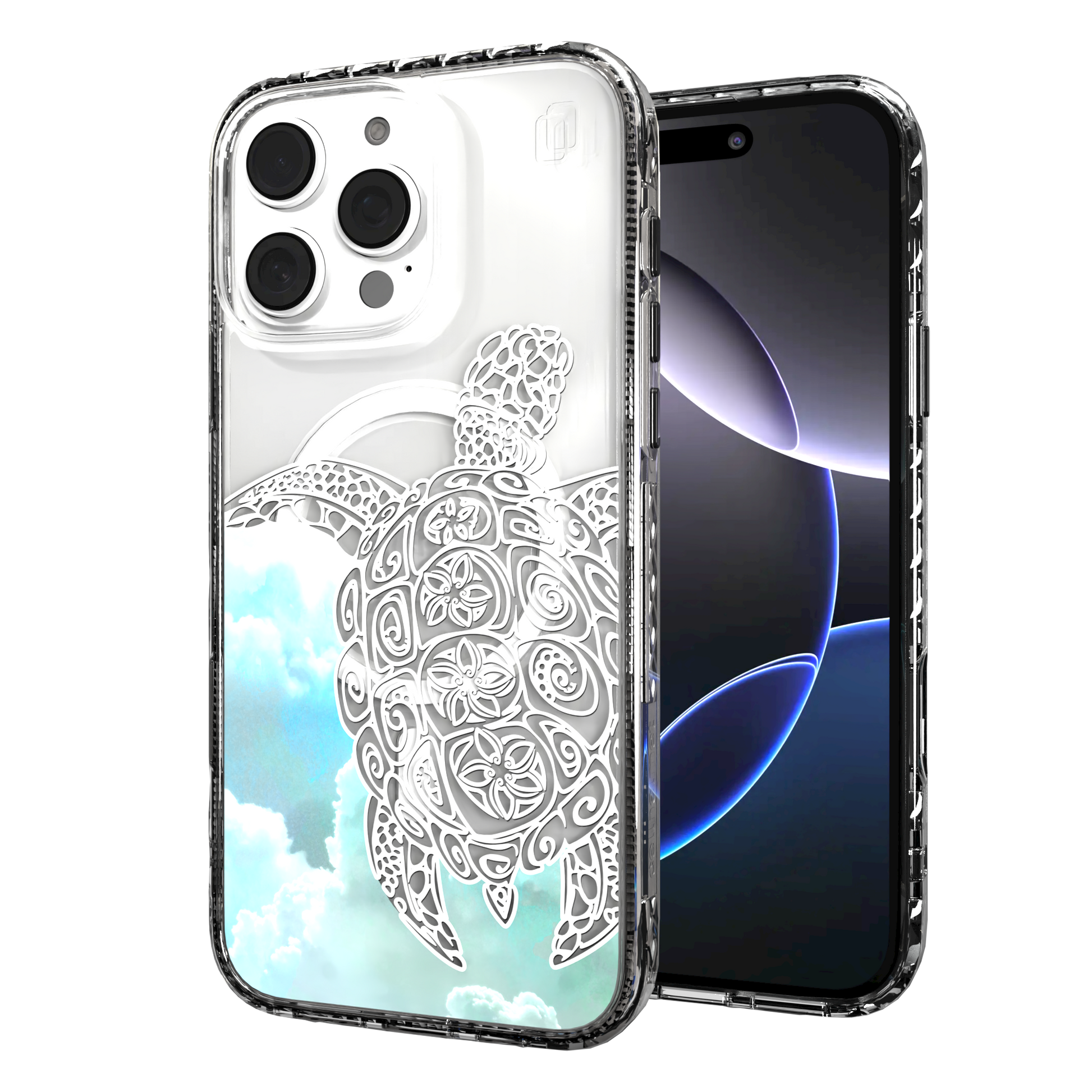 iPhone 16 Series | MagSafe | Coastal Case Collection | White & Teal Sea Turtle Turtle / iPhone 16 Pro Max / Clear