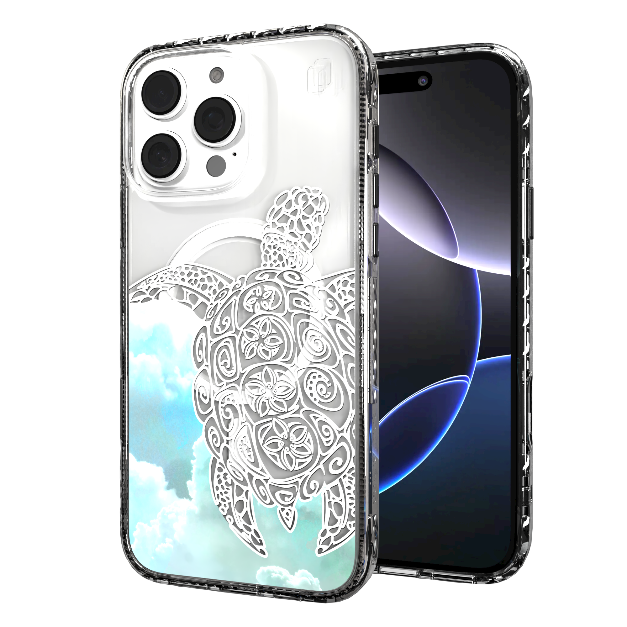iPhone 16 Series | MagSafe | Coastal Case Collection | White & Teal Sea Turtle Turtle / iPhone 16 Pro Max / Clear