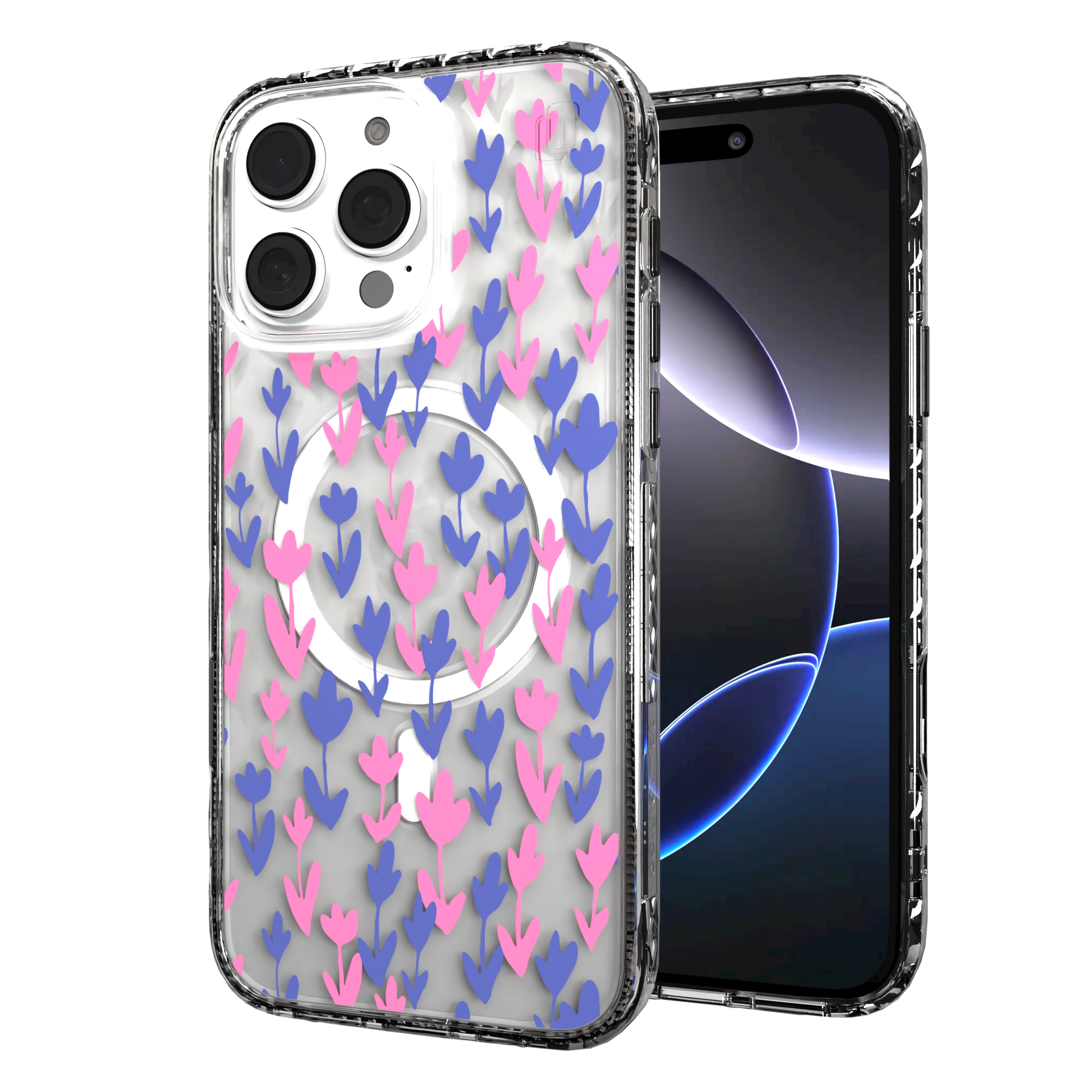 iPhone 16 Series | MagSafe | Flower Case Collection | Pink & Purple Pastel Blooms Pastel Bloom / iPhone 16 Pro Max / Clear