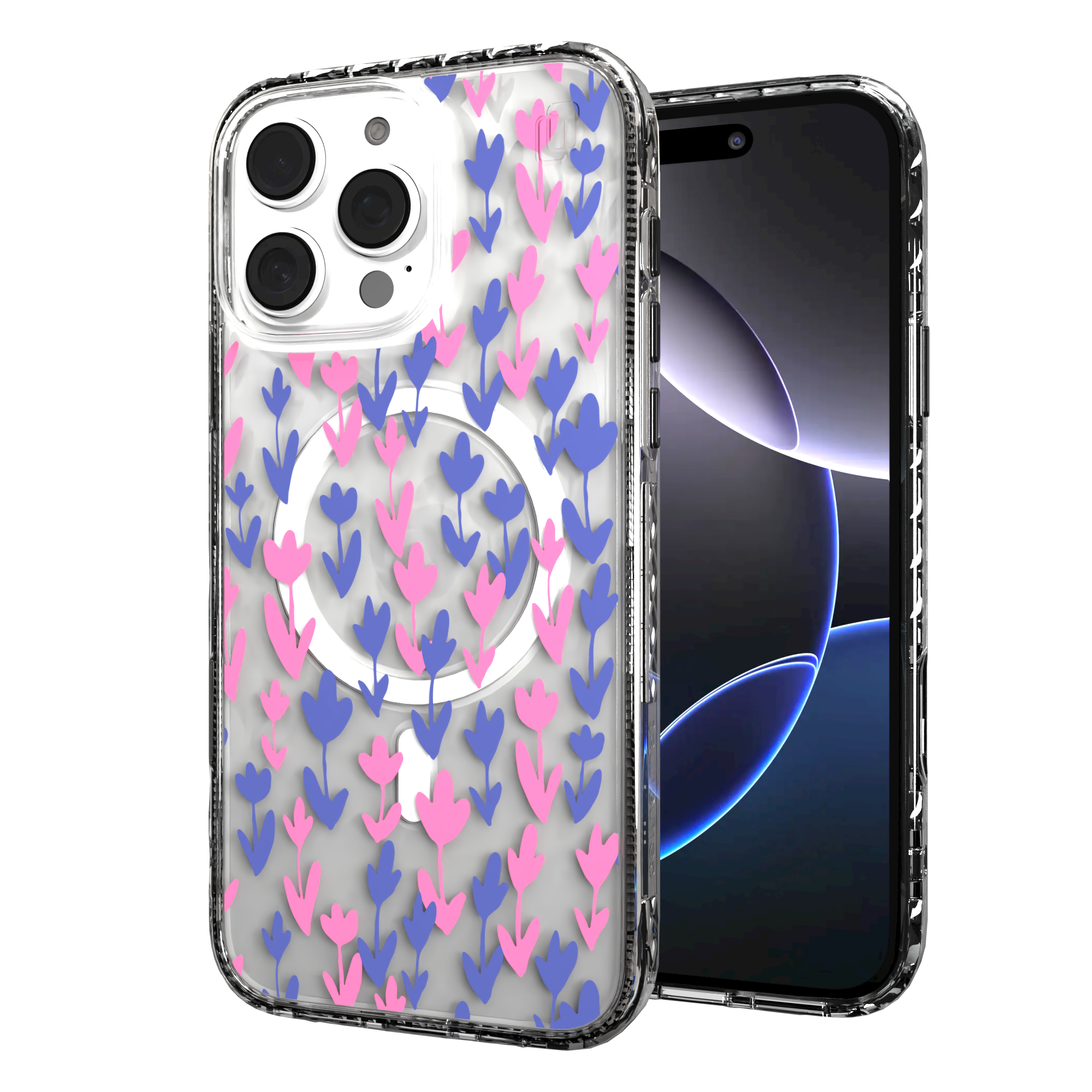 iPhone 16 Series | MagSafe | Flower Case Collection | Pink & Purple Pastel Blooms Pastel Bloom / iPhone 16 Pro Max / Clear