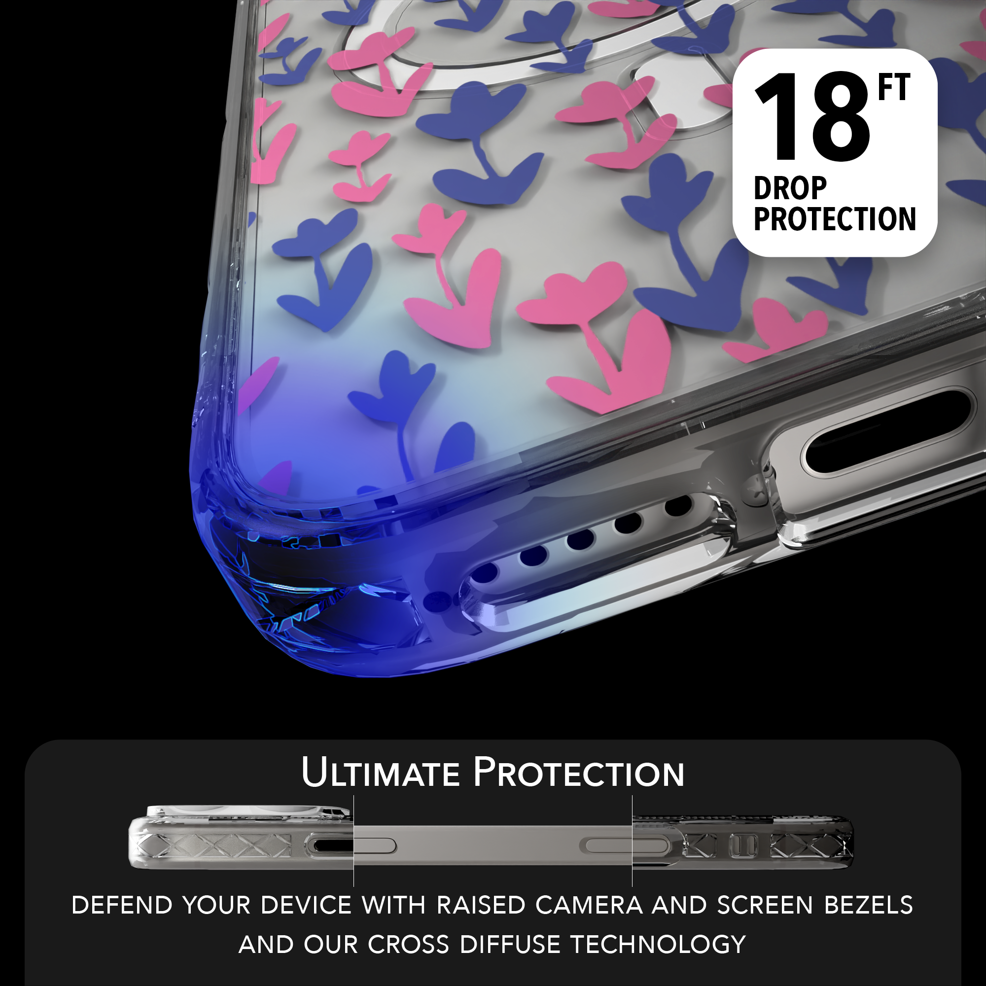 iPhone 16 Series | MagSafe | Flower Case Collection | Pink & Purple Pastel Blooms Pastel Bloom / iPhone 16 Pro Max / Clear